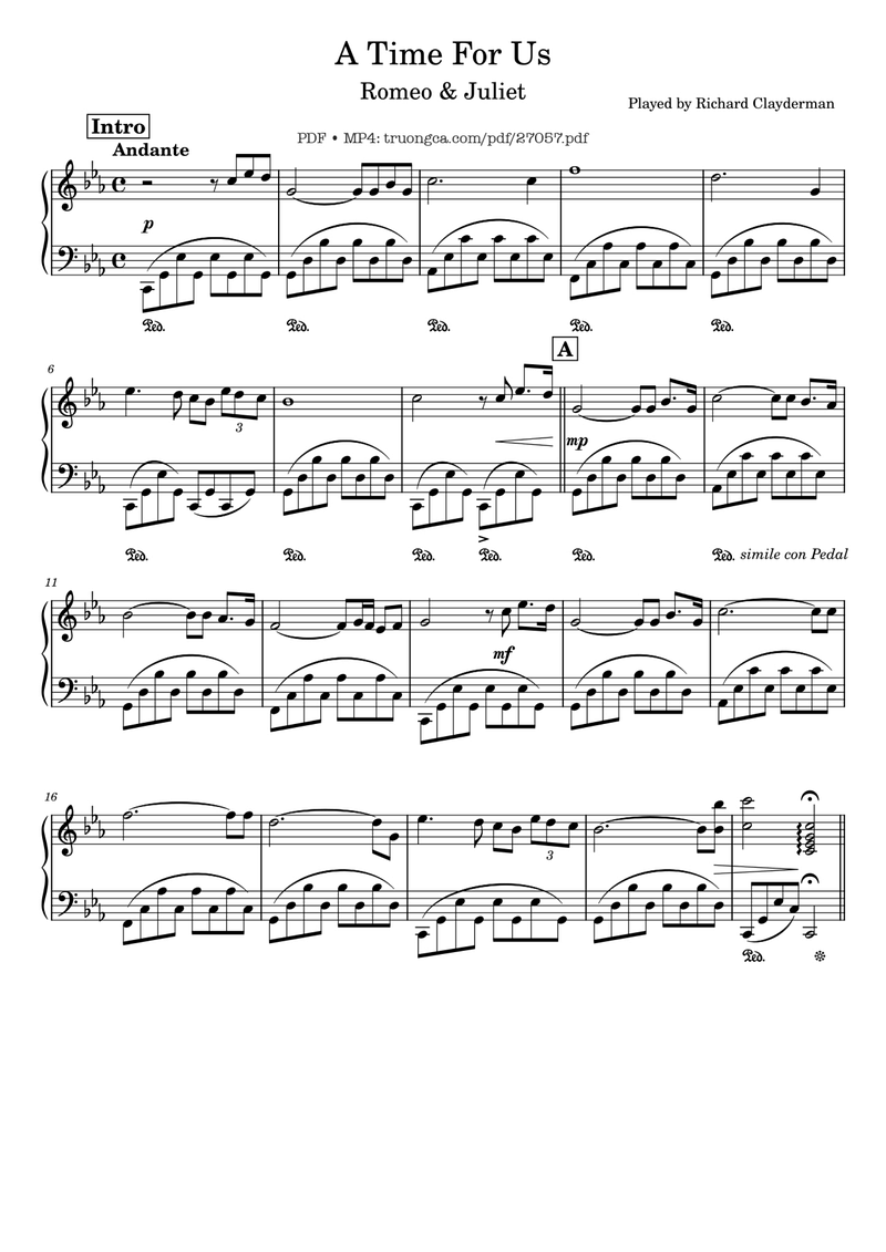 A Time For Us Piano Sheet Music Page 1 Free PDF