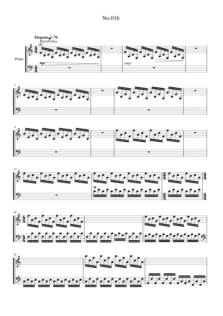No.016 Piano Sheet Music Score Page 1