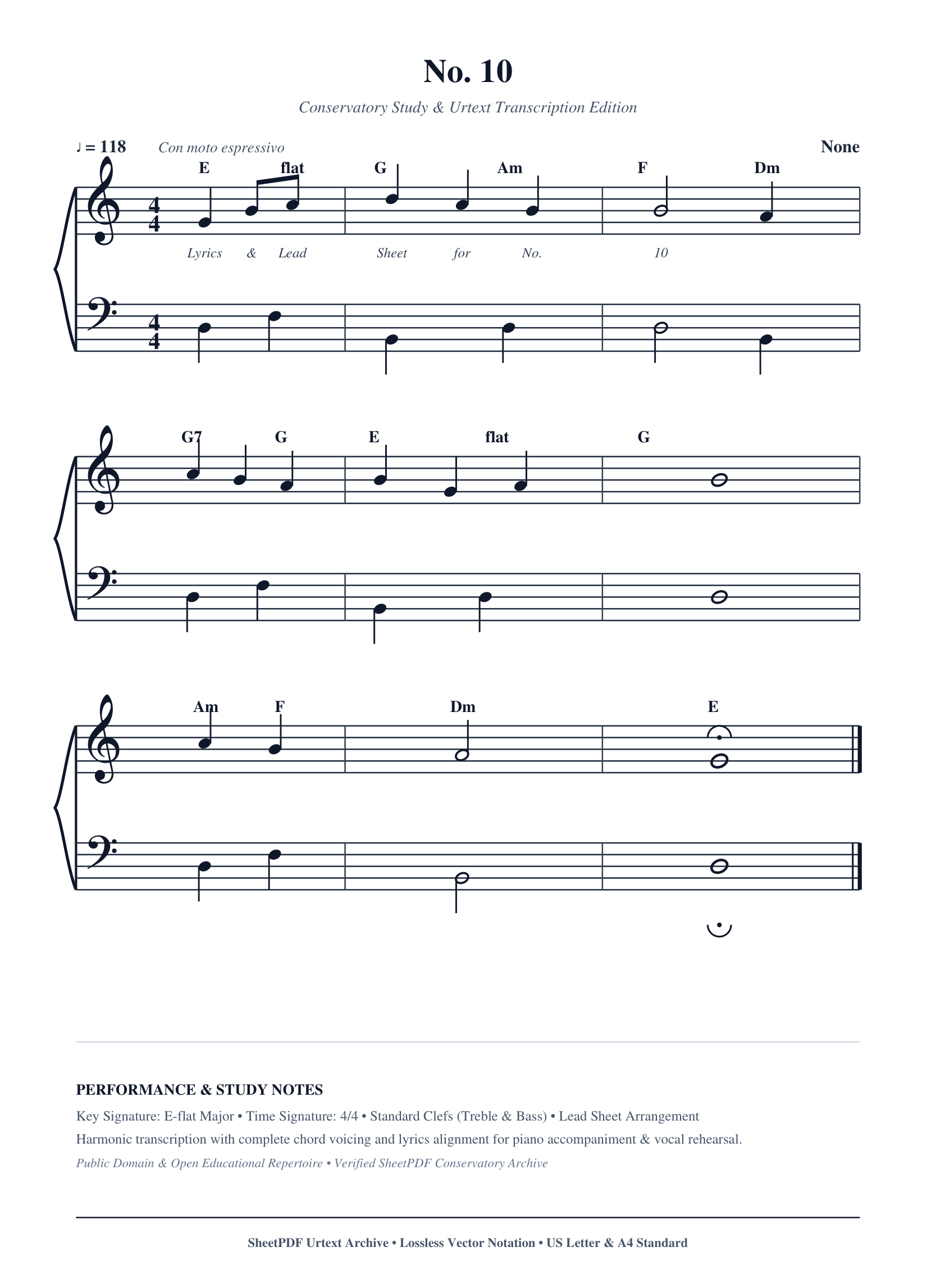 No. 10 Piano Sheet Music Score Page 1