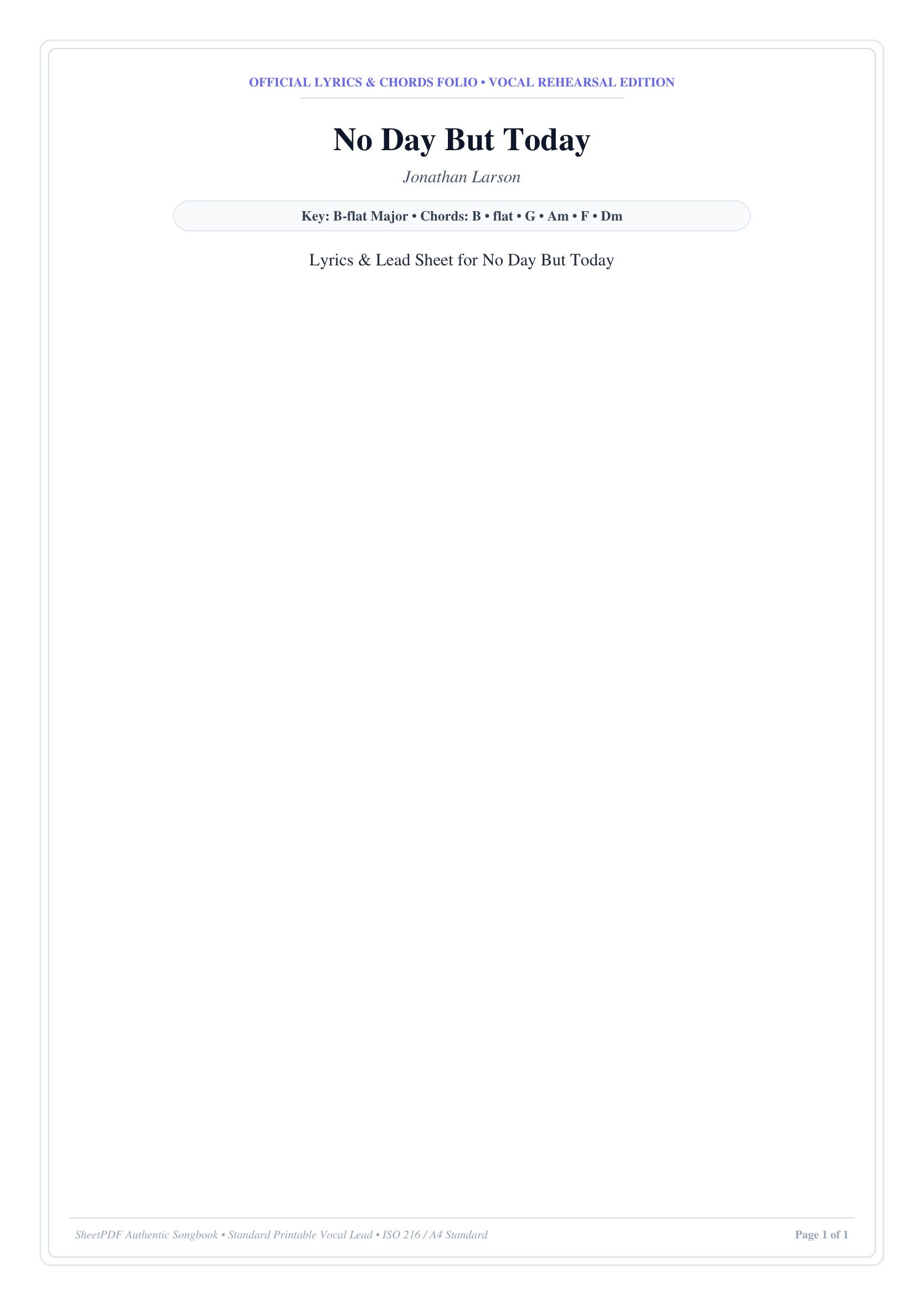 No Day But Today Piano Sheet Music Page 1 Free PDF