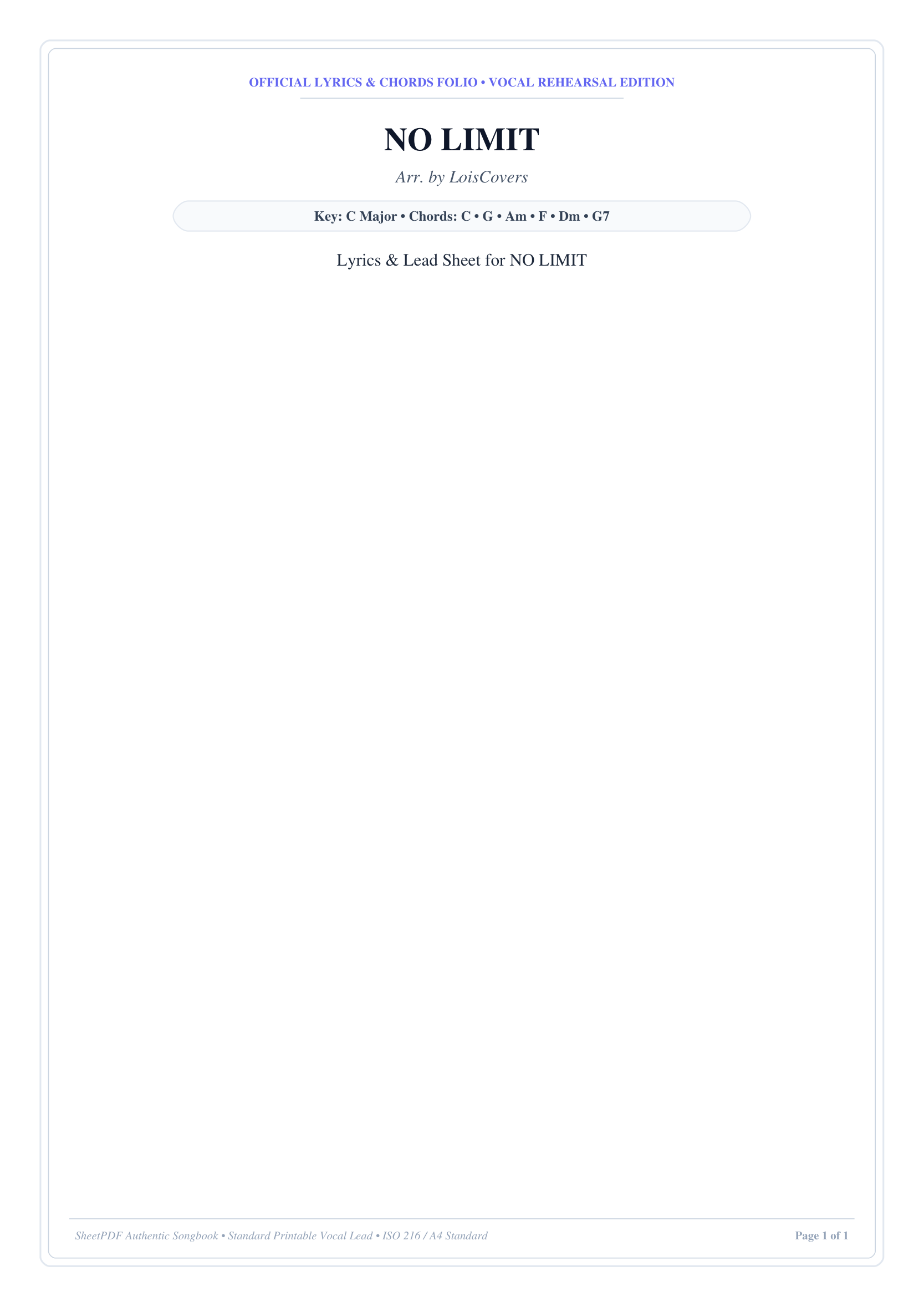 NO LIMIT Lyrics & Chords Folio
