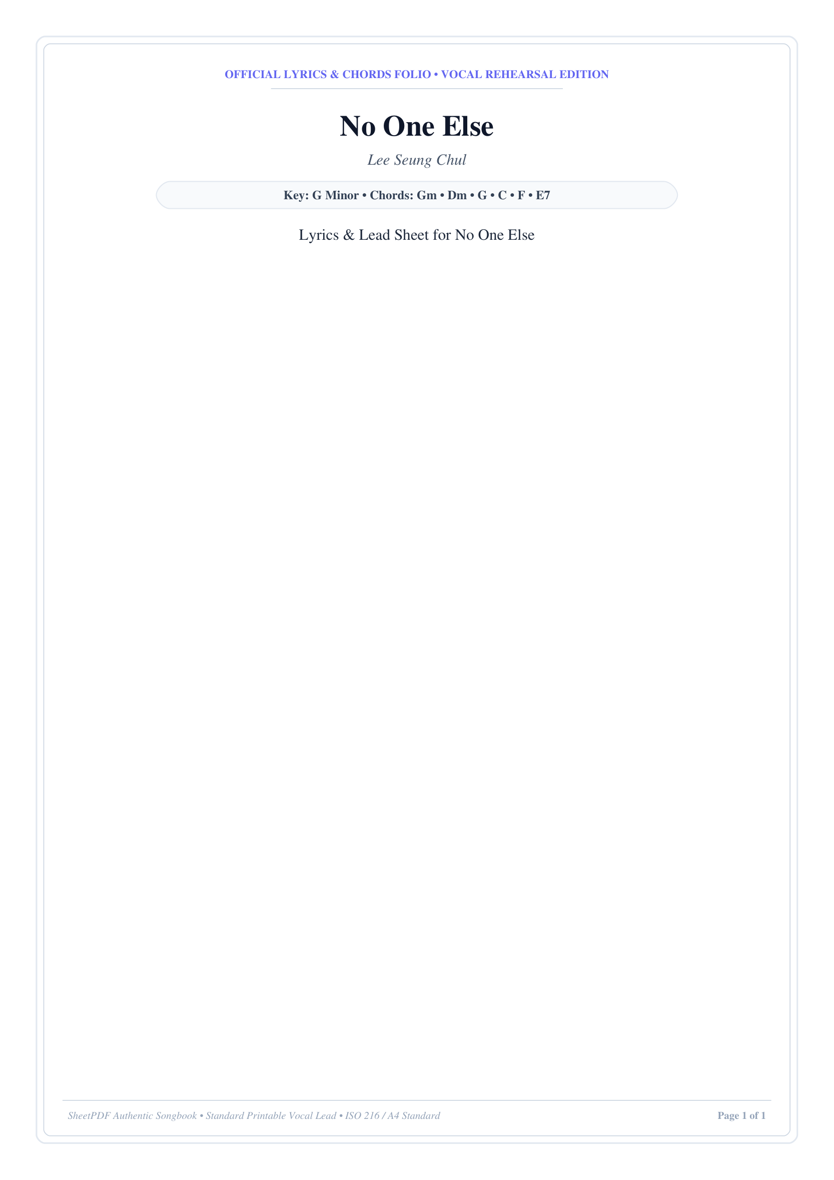 No One Else Piano Sheet Music Page 1 Free PDF