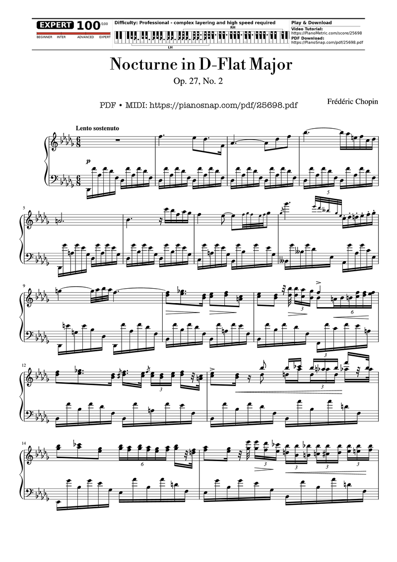 Nocturne in E Flat Major Piano Sheet Music Page 1 Free PDF