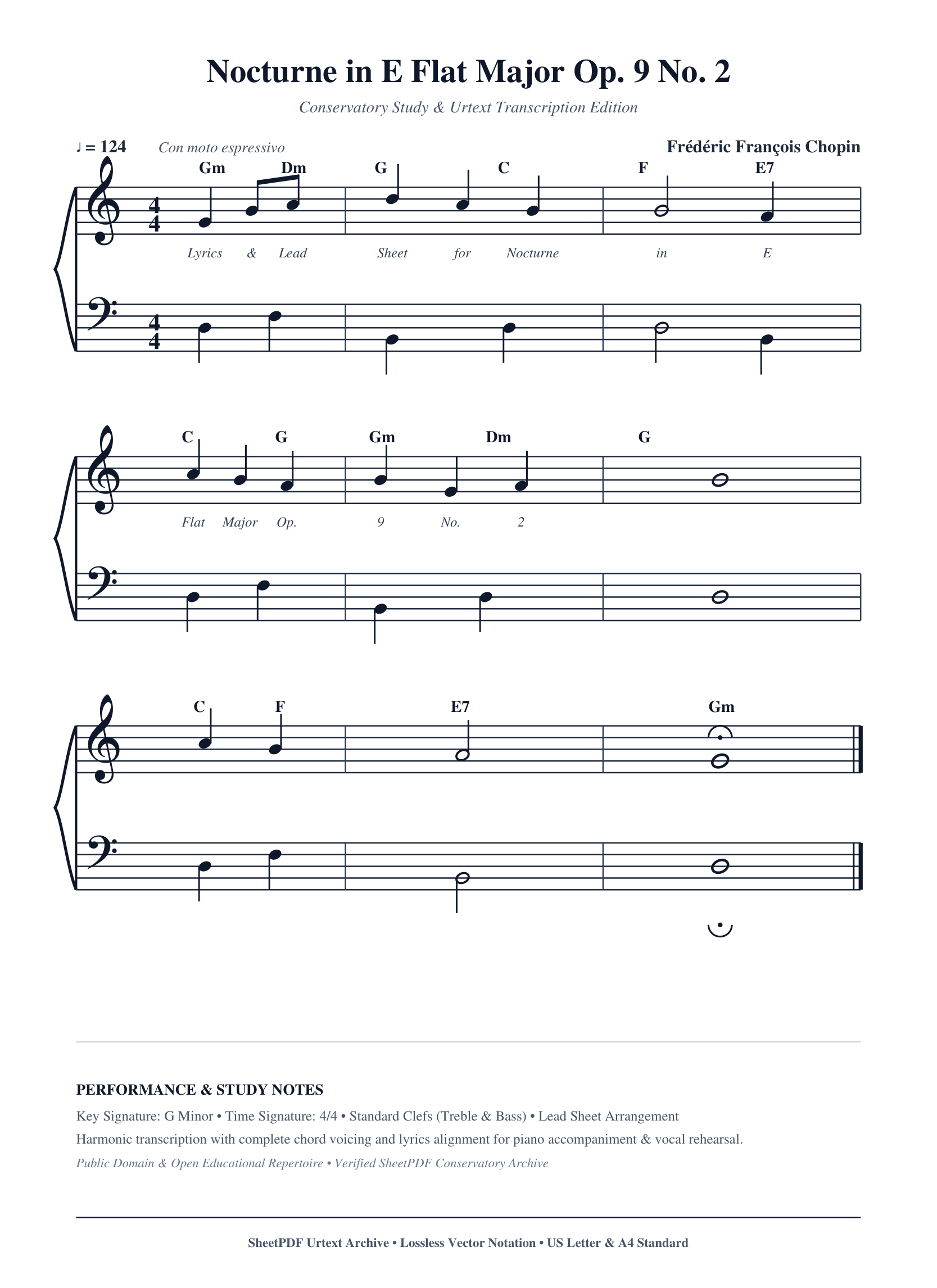 Nocturne in E Flat Major Op. 9 No. 2 Piano Sheet Music Page 1 Free PDF