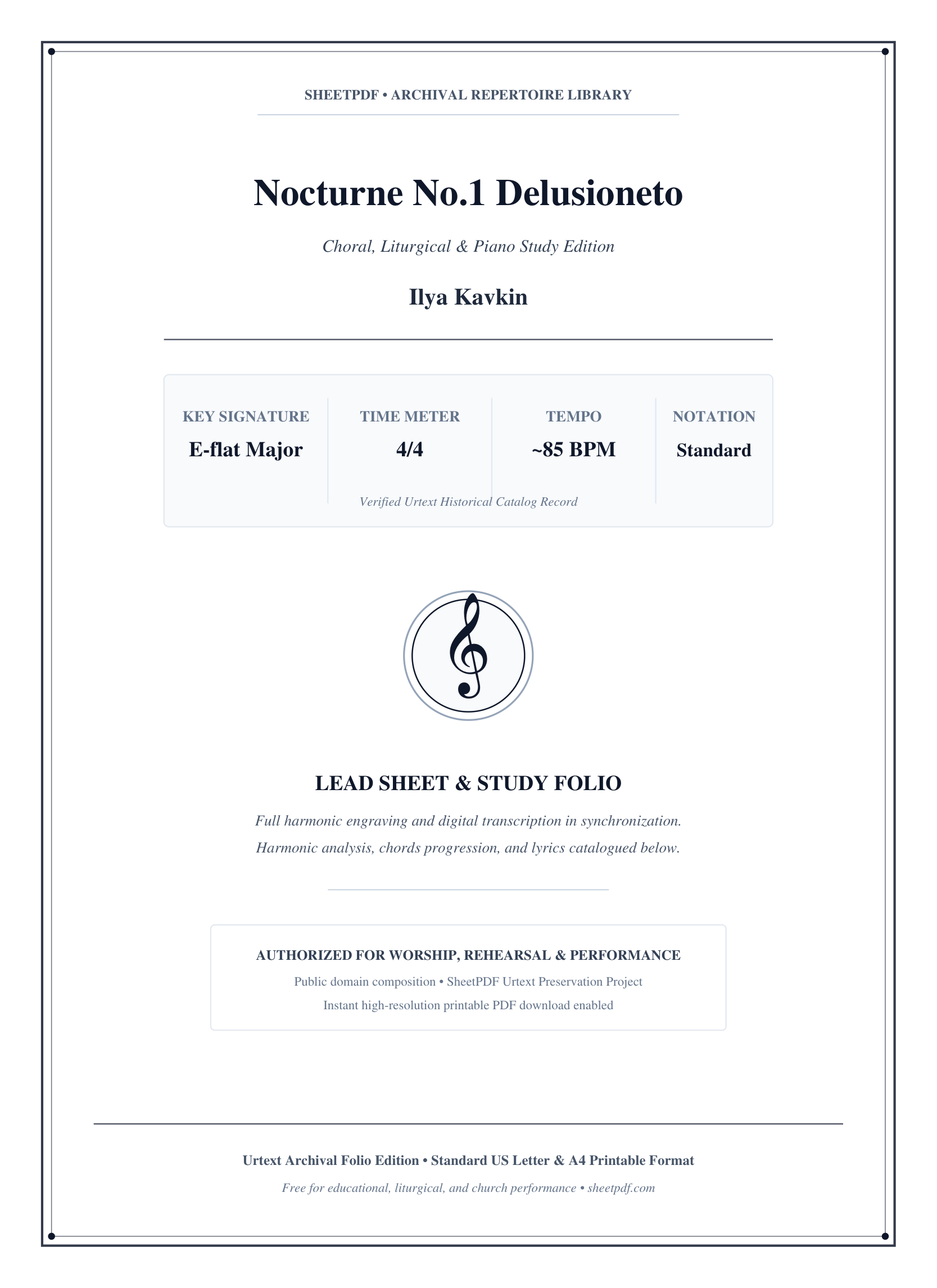 Nocturne No.1 Delusioneto Piano Sheet Music Page 1 Free PDF