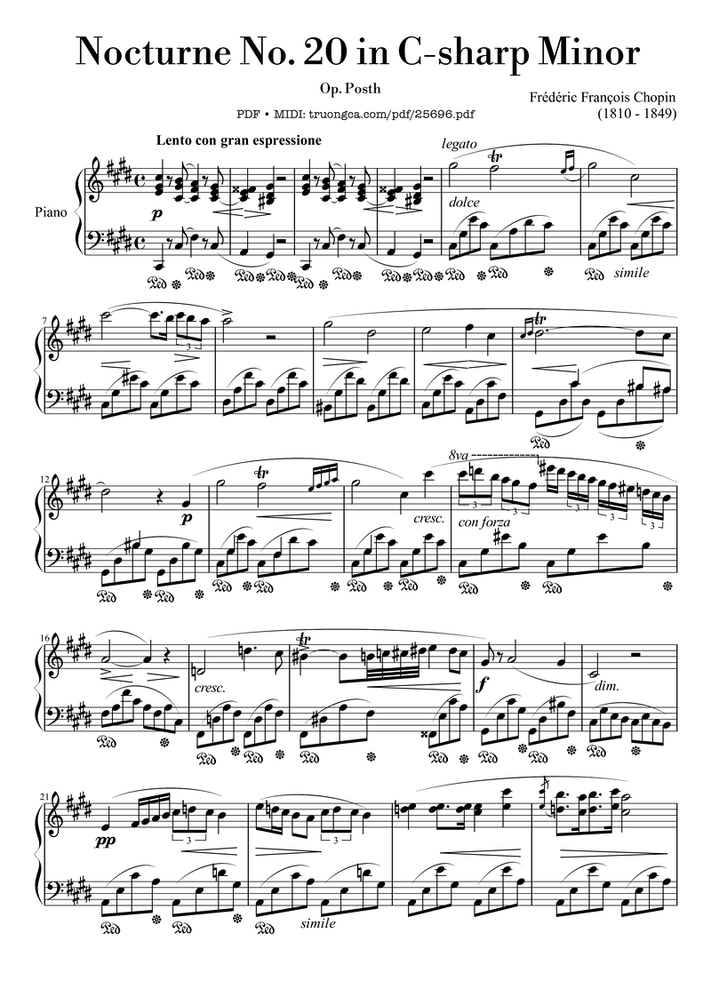 Nocturne No 1 in B minor Piano Sheet Music Page 1 Free PDF