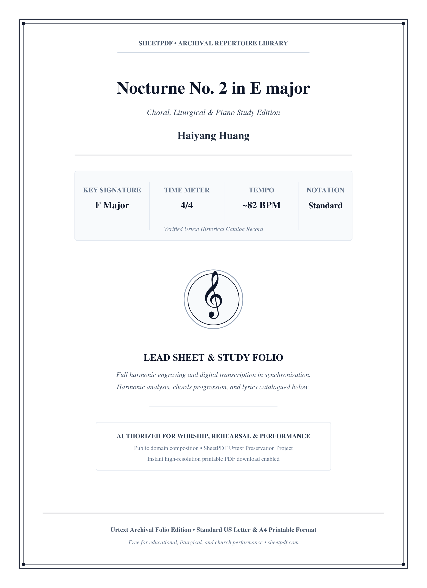 Nocturne No. 2 in E major Piano Sheet Music Page 1 Free PDF