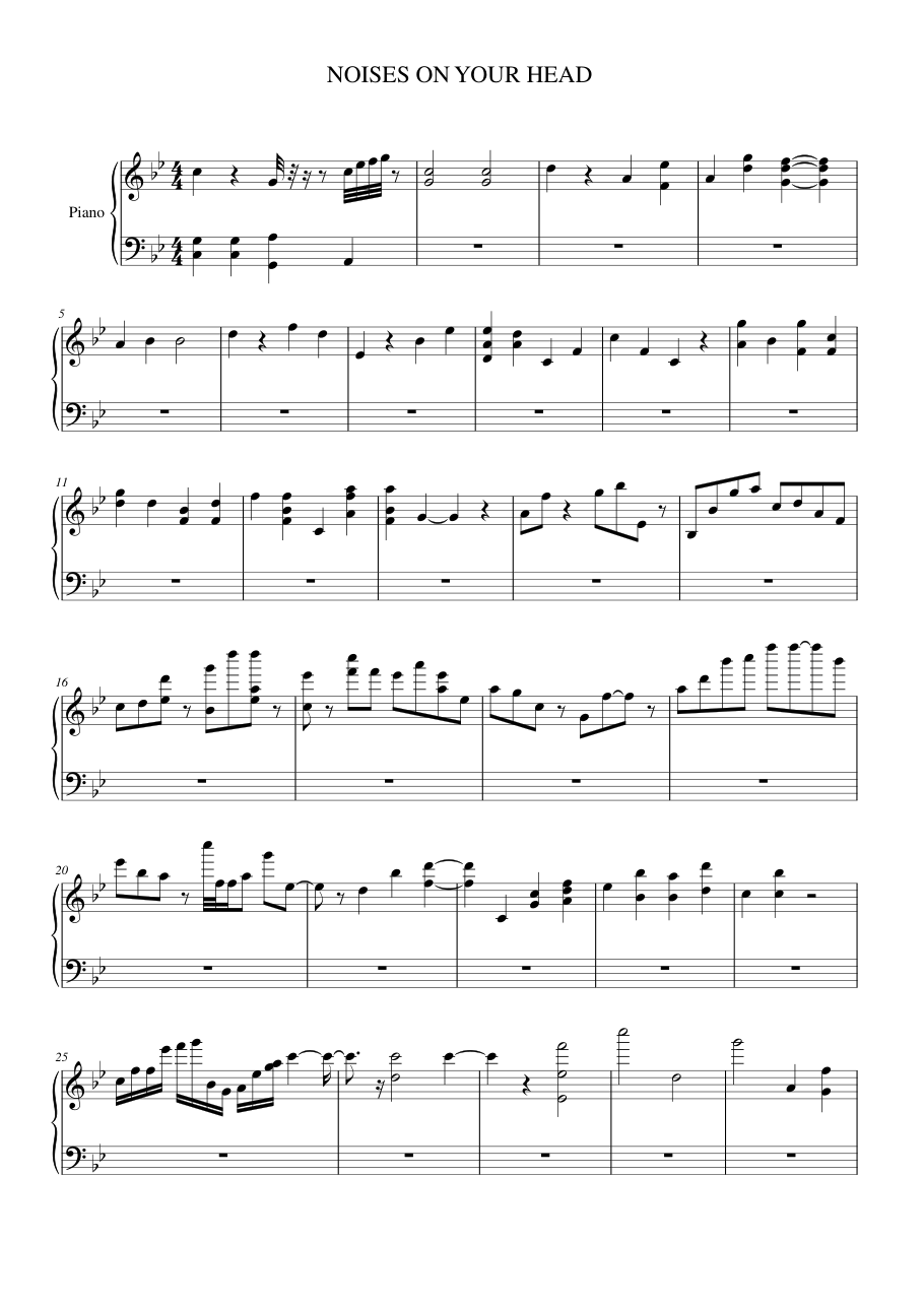 NOISES ON YOUR HEAD Piano Sheet Music Page 1 Free PDF