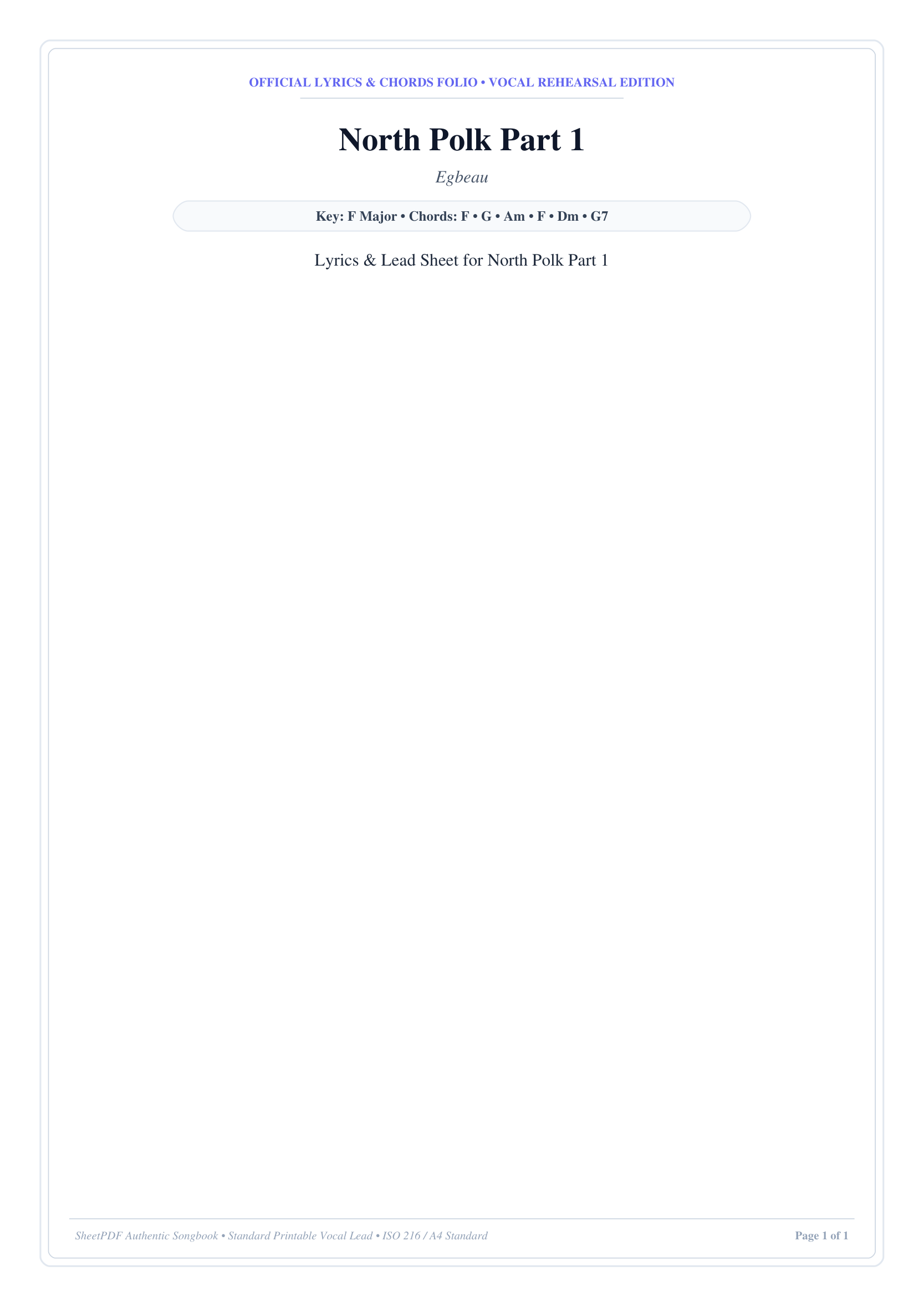 North Polk Part 1 Piano Sheet Music Page 1 Free PDF