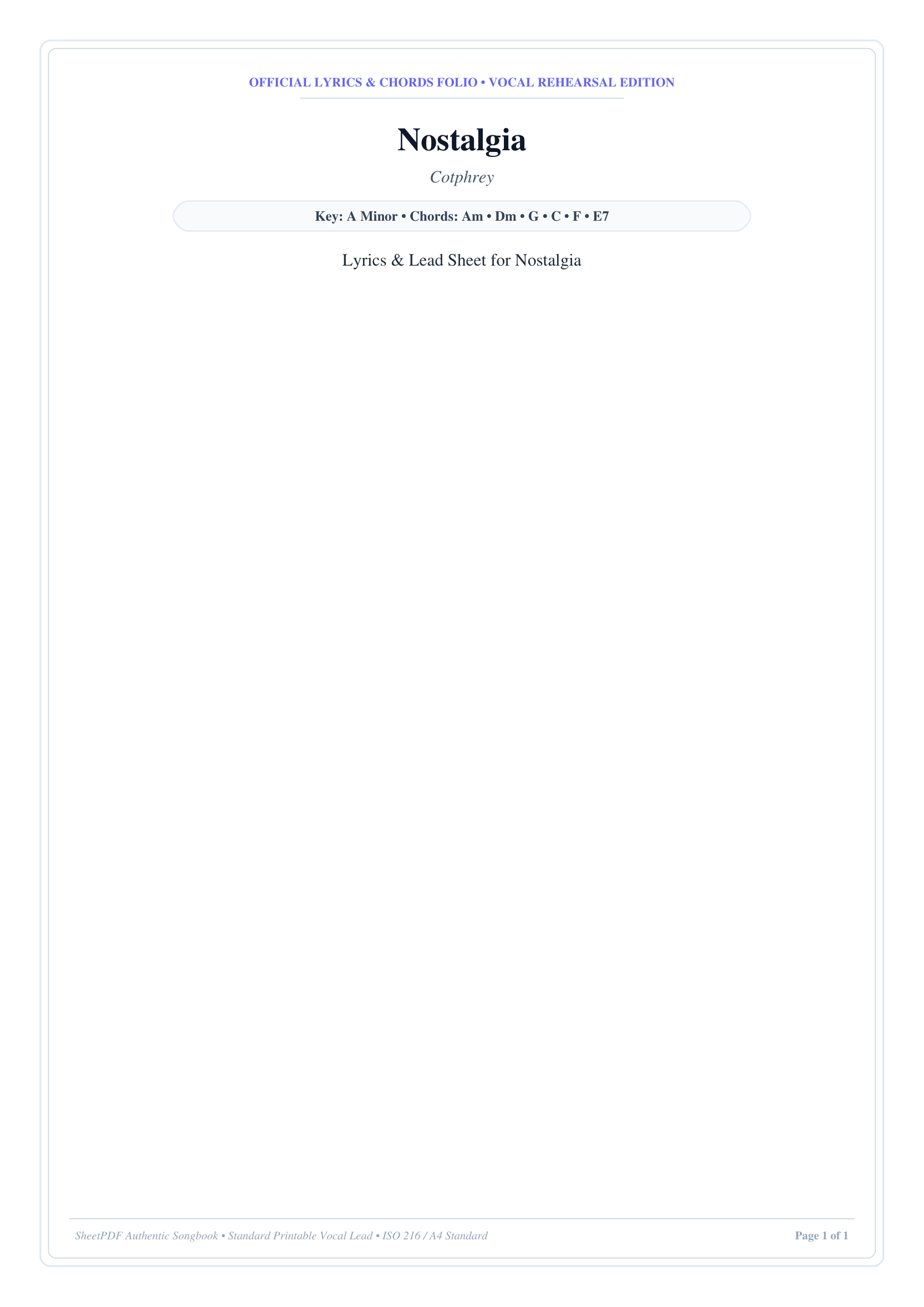 Nostalgia Piano Sheet Music Page 1 Free PDF