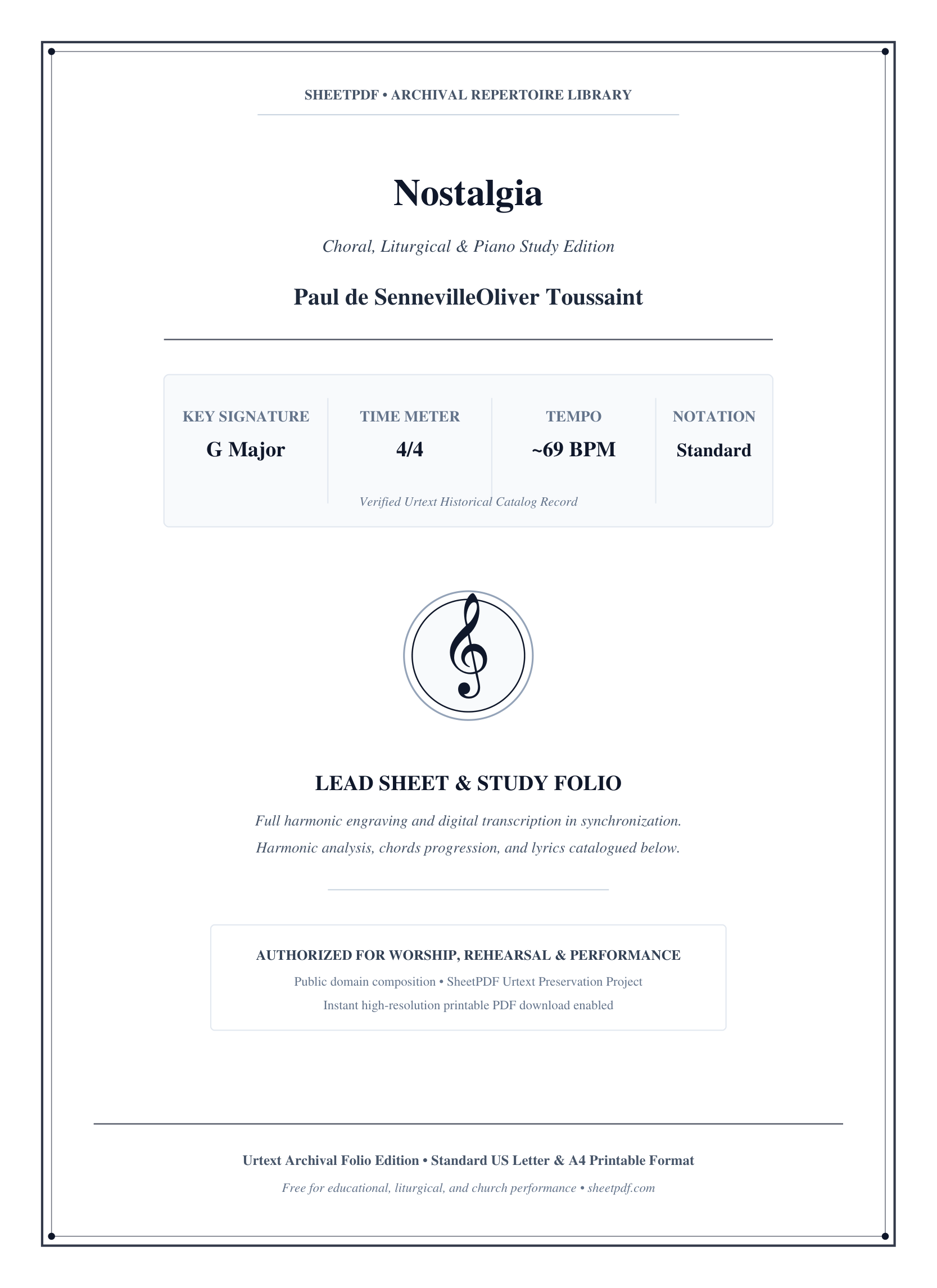 Nostalgia Piano Sheet Music Page 1 Free PDF