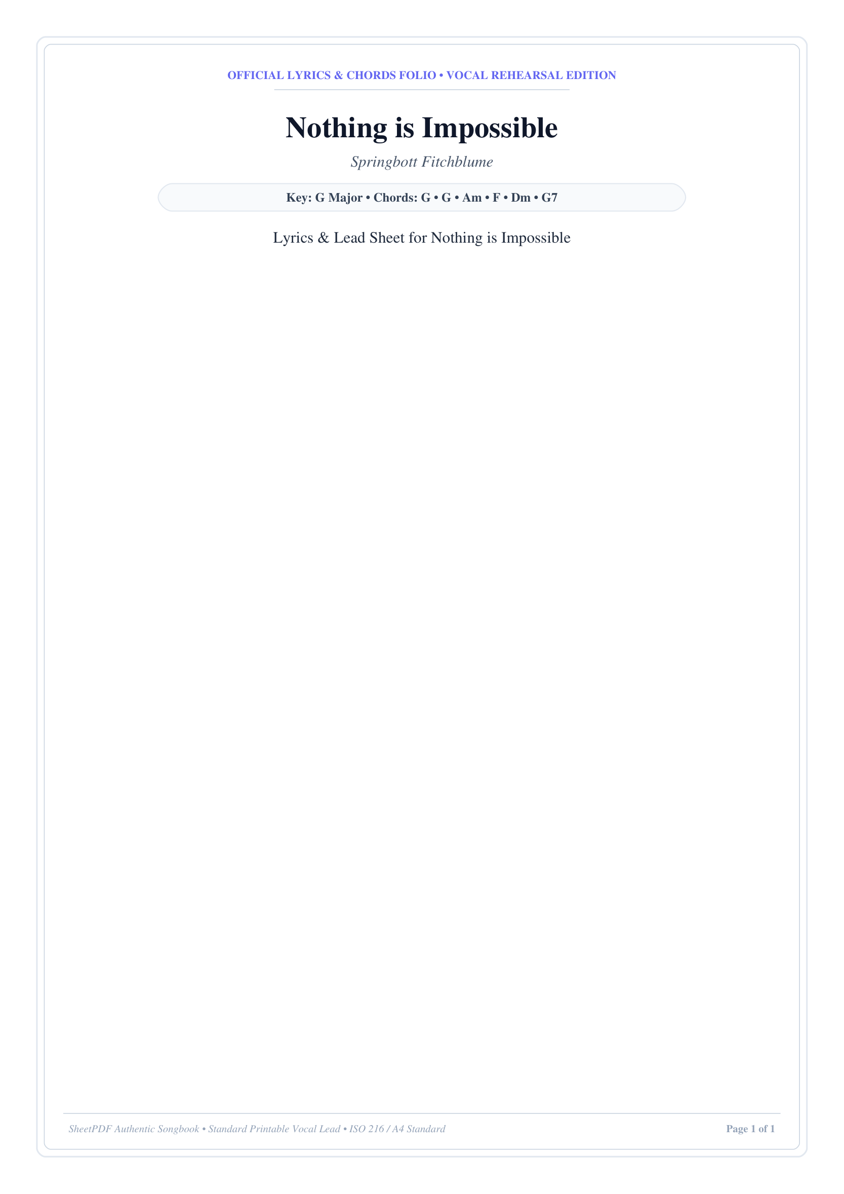 Nothing is Impossible Lyrics & Chords Folio