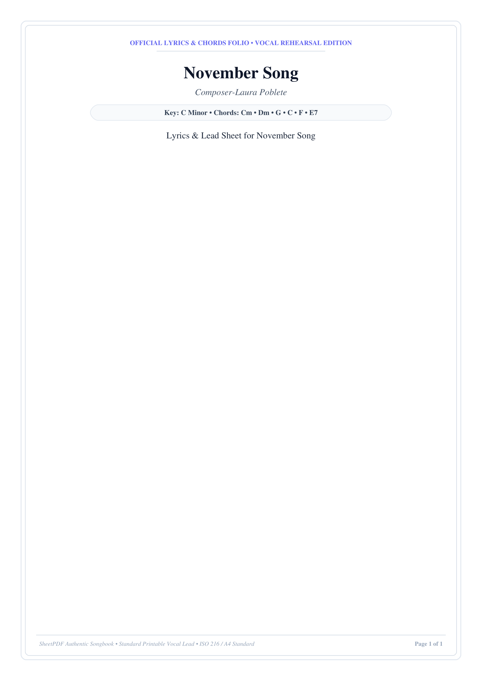 November Song Piano Sheet Music Page 1 Free PDF