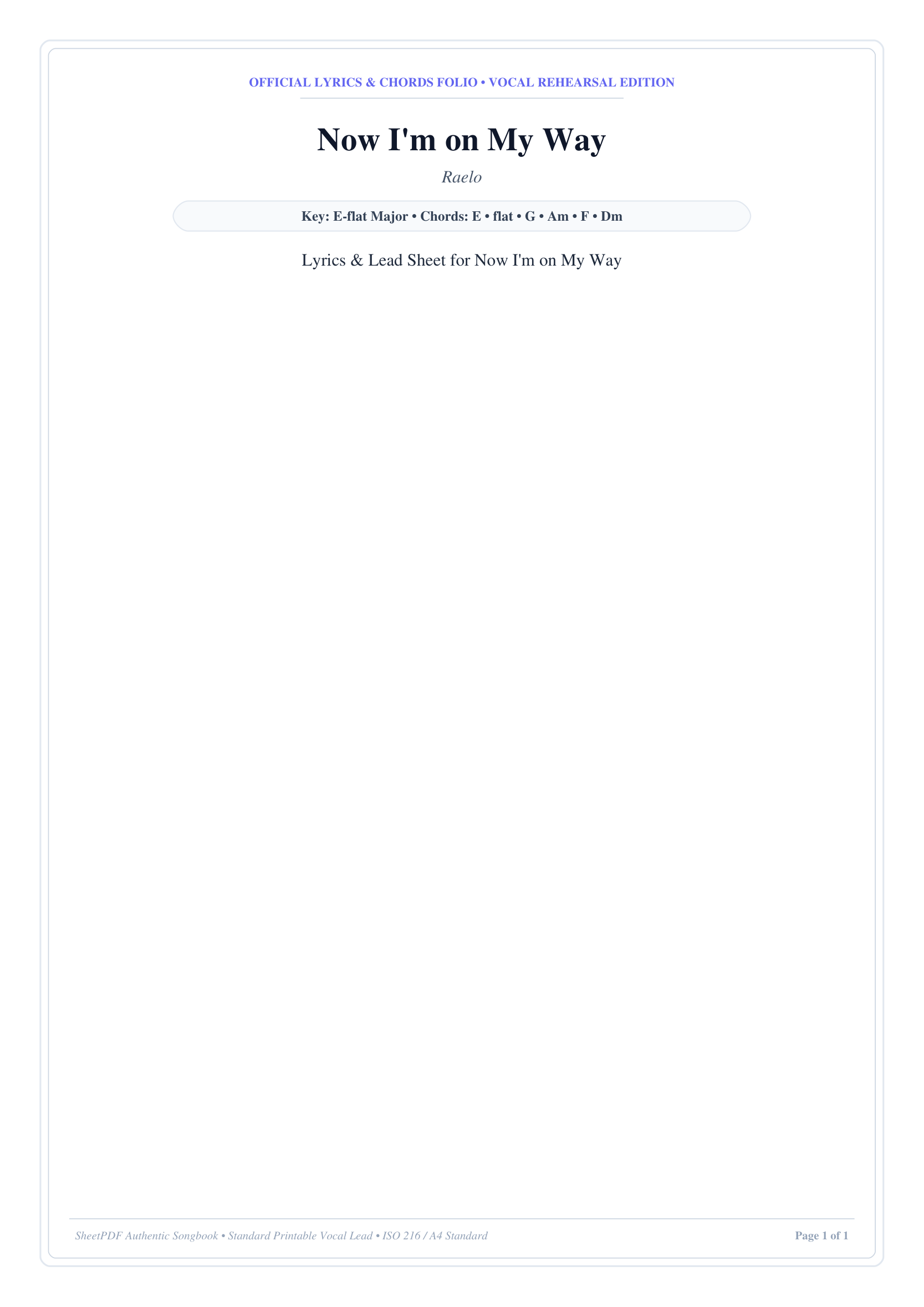 Now I'm on My Way Piano Sheet Music Page 1 Free PDF