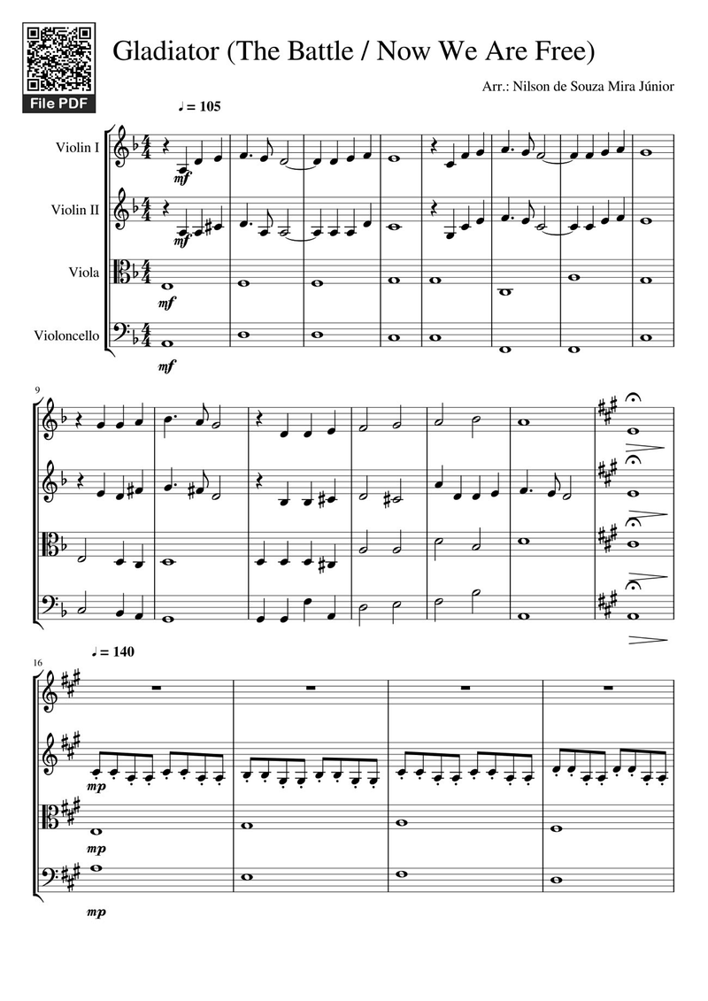 Now We Are Free (2) Piano Sheet Music Score Page 1