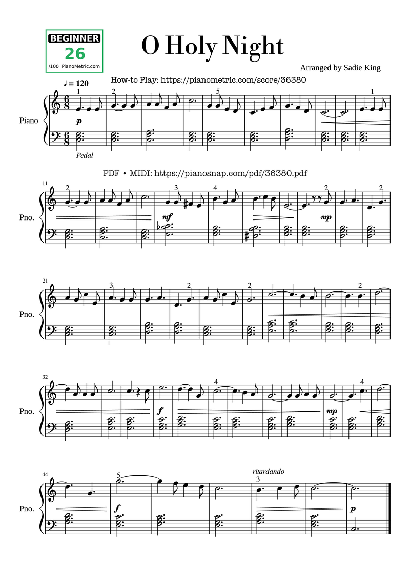 O Holy Night Piano Sheet Music Page 1 Free PDF
