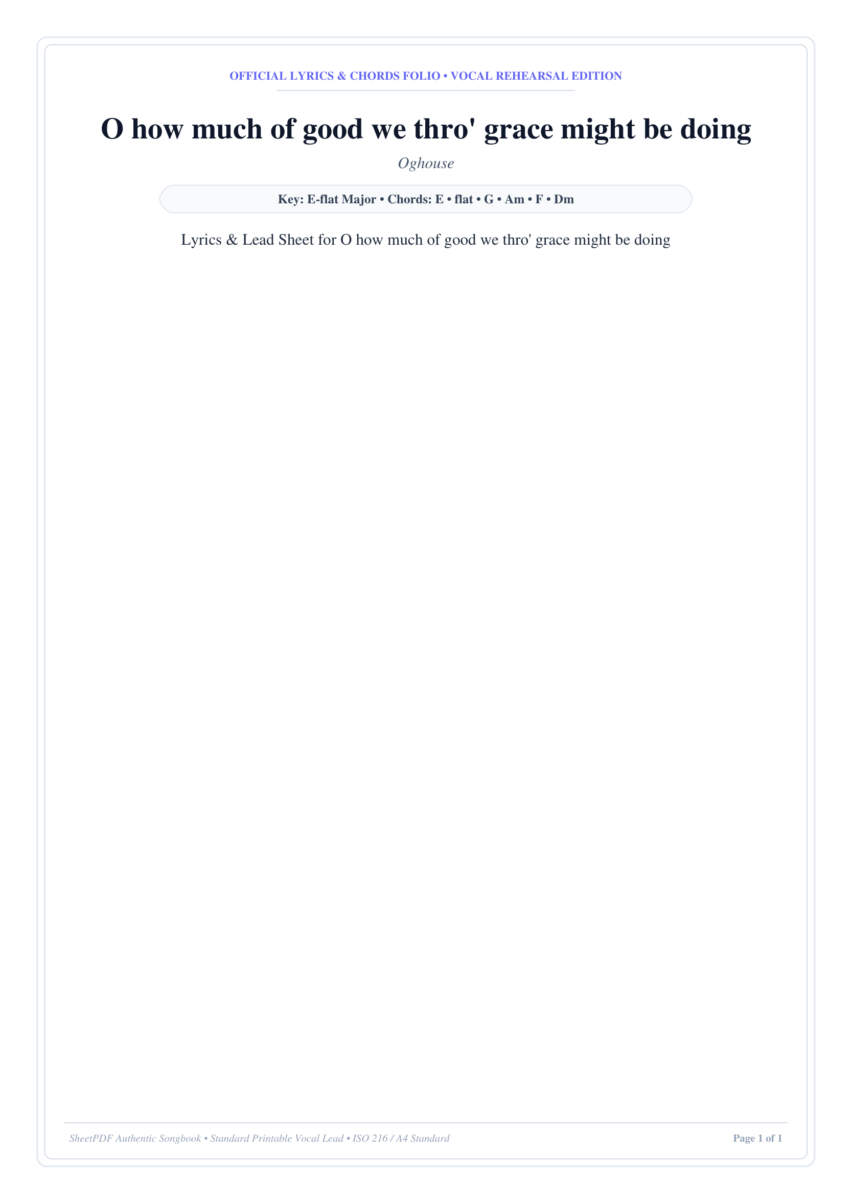 O how much of good we thro' grace might be doing Piano Sheet Music Page 1 Free PDF