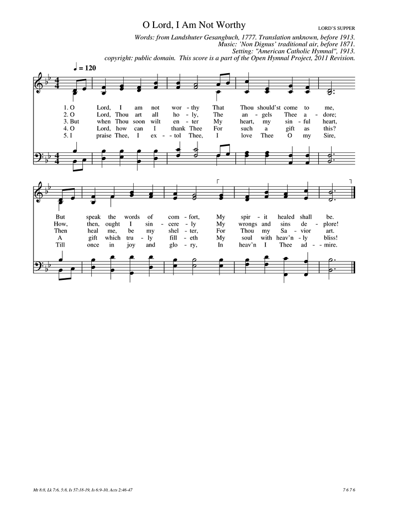 O Lord I Am Not Worthy Piano Sheet Music Page 1 Free PDF