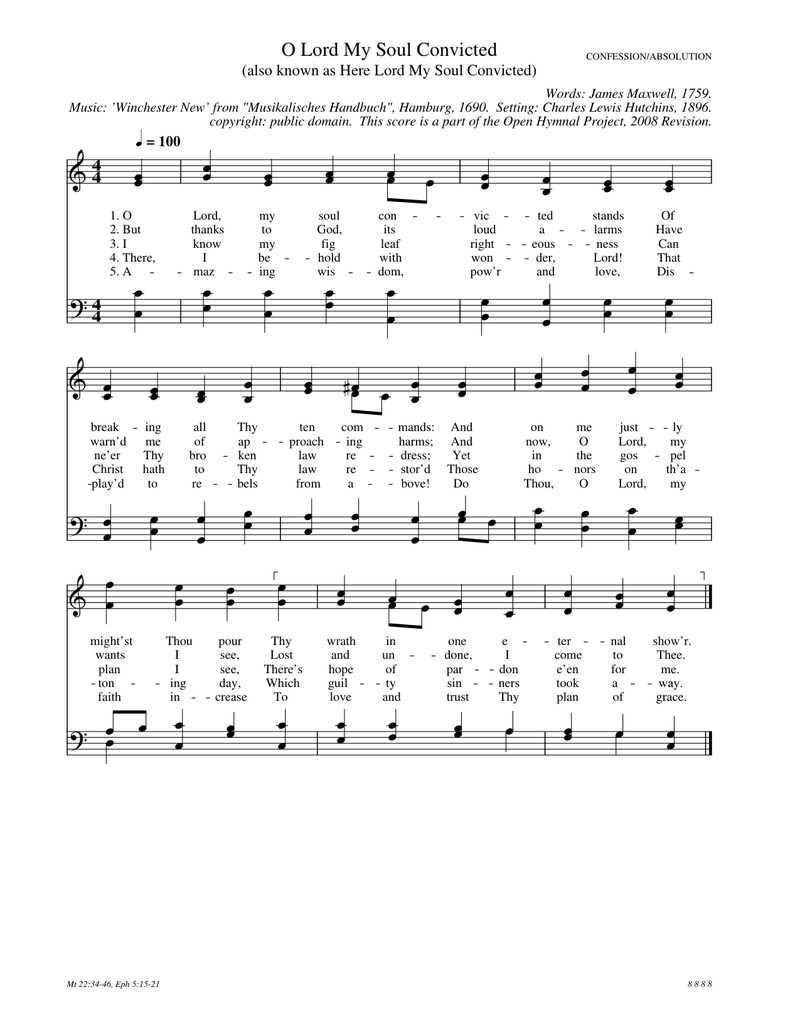 O Lord My Soul Convicted Piano Sheet Music Page 1 Free PDF