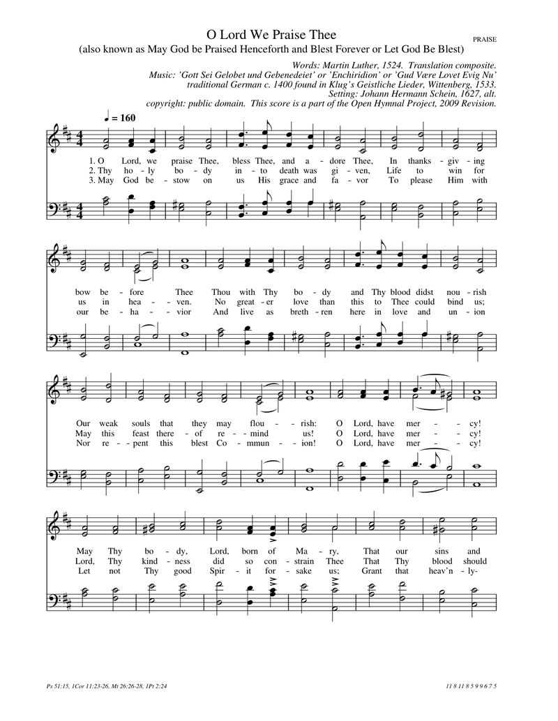 O Lord We Praise Thee Piano Sheet Music Page 1 Free PDF