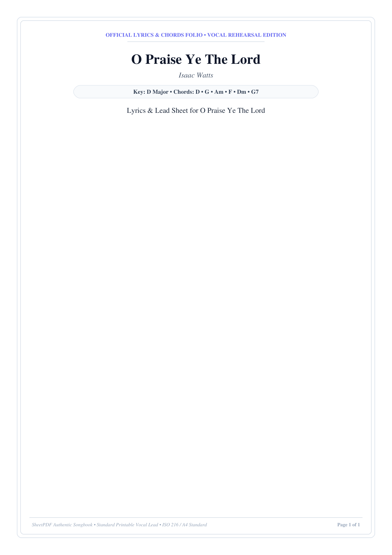 O Praise Ye The Lord Piano Sheet Music Page 1 Free PDF