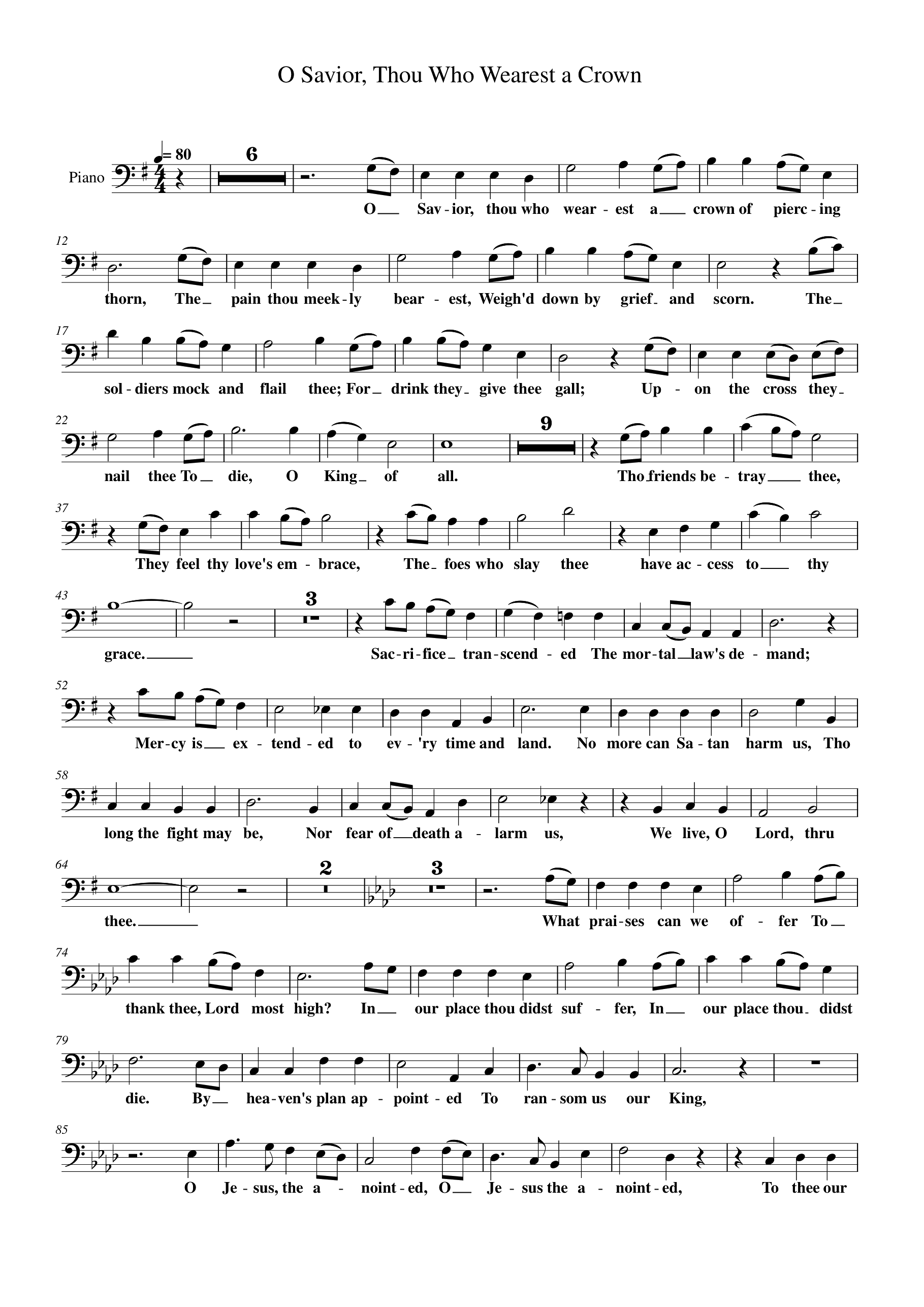 O Savior, Thou Who Wearest a Crown Piano Sheet Music Page 1 Free PDF