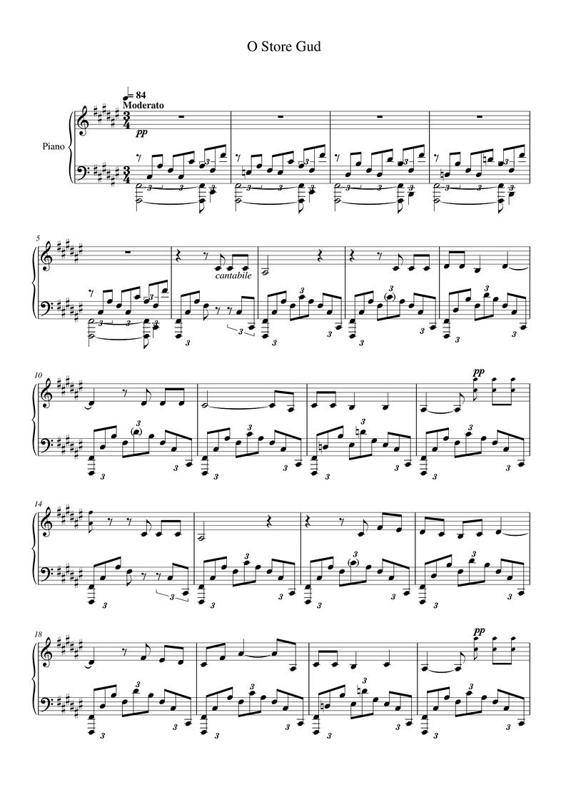 O Store Gud Piano Sheet Music Page 1 Free PDF