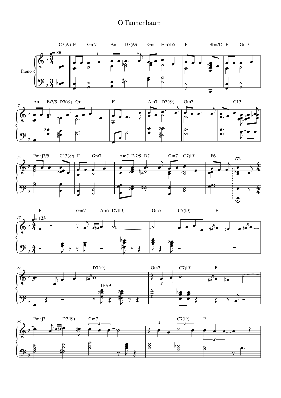 O Tannenbaum Piano Sheet Music Page 1 Free PDF