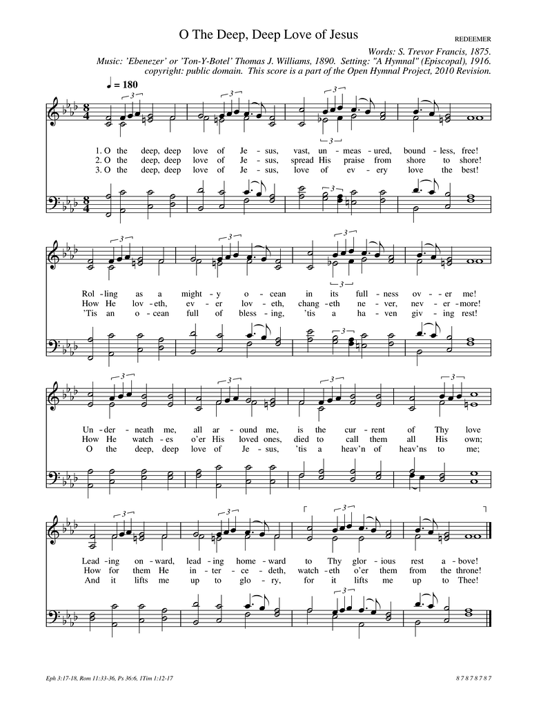 O The Deep Deep Love Of Jesus Piano Sheet Music Page 1 Free PDF