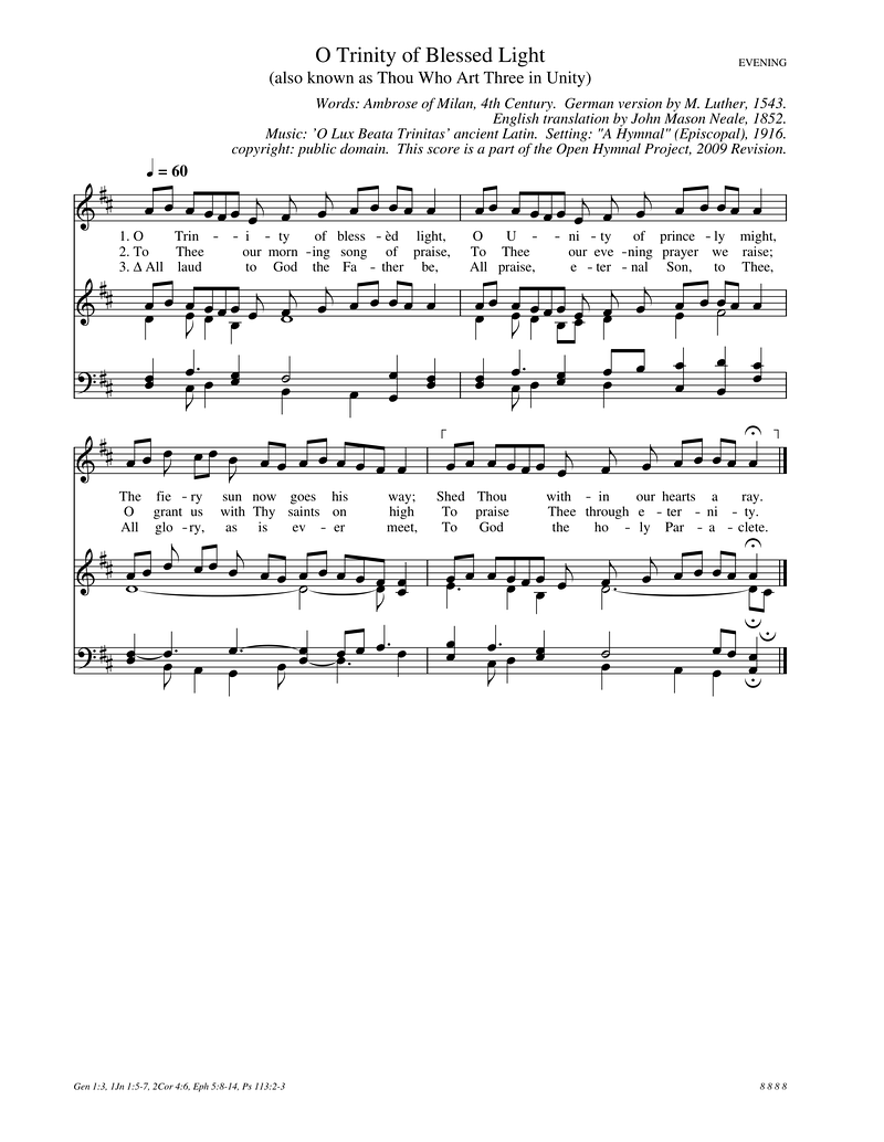 O Trinity Most Blessed Light Piano Sheet Music Page 1 Free PDF