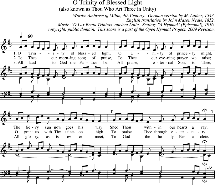 O Trinity of Blessed Light Piano Sheet Music Page 1 Free PDF
