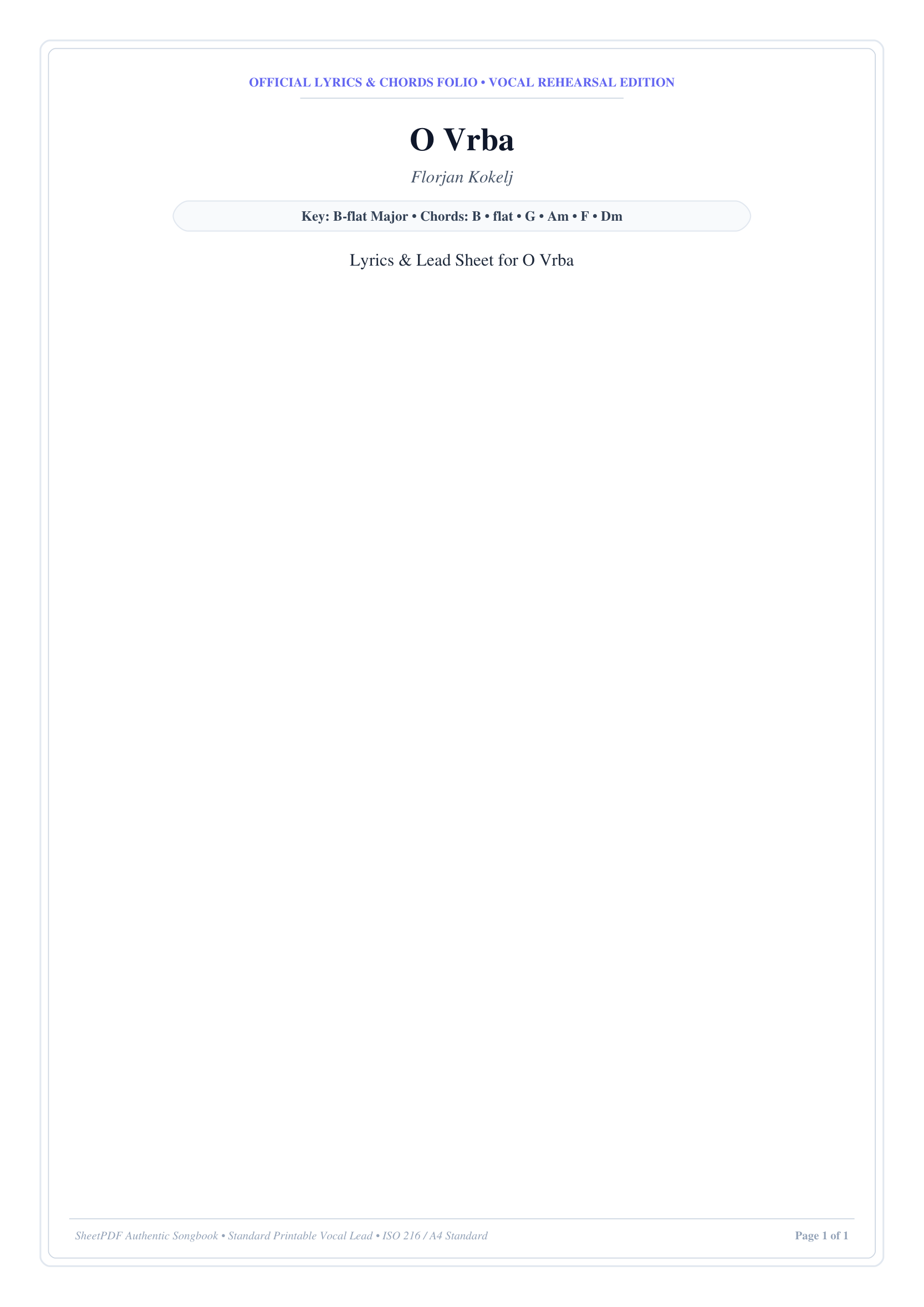 O Vrba Lyrics & Chords Folio