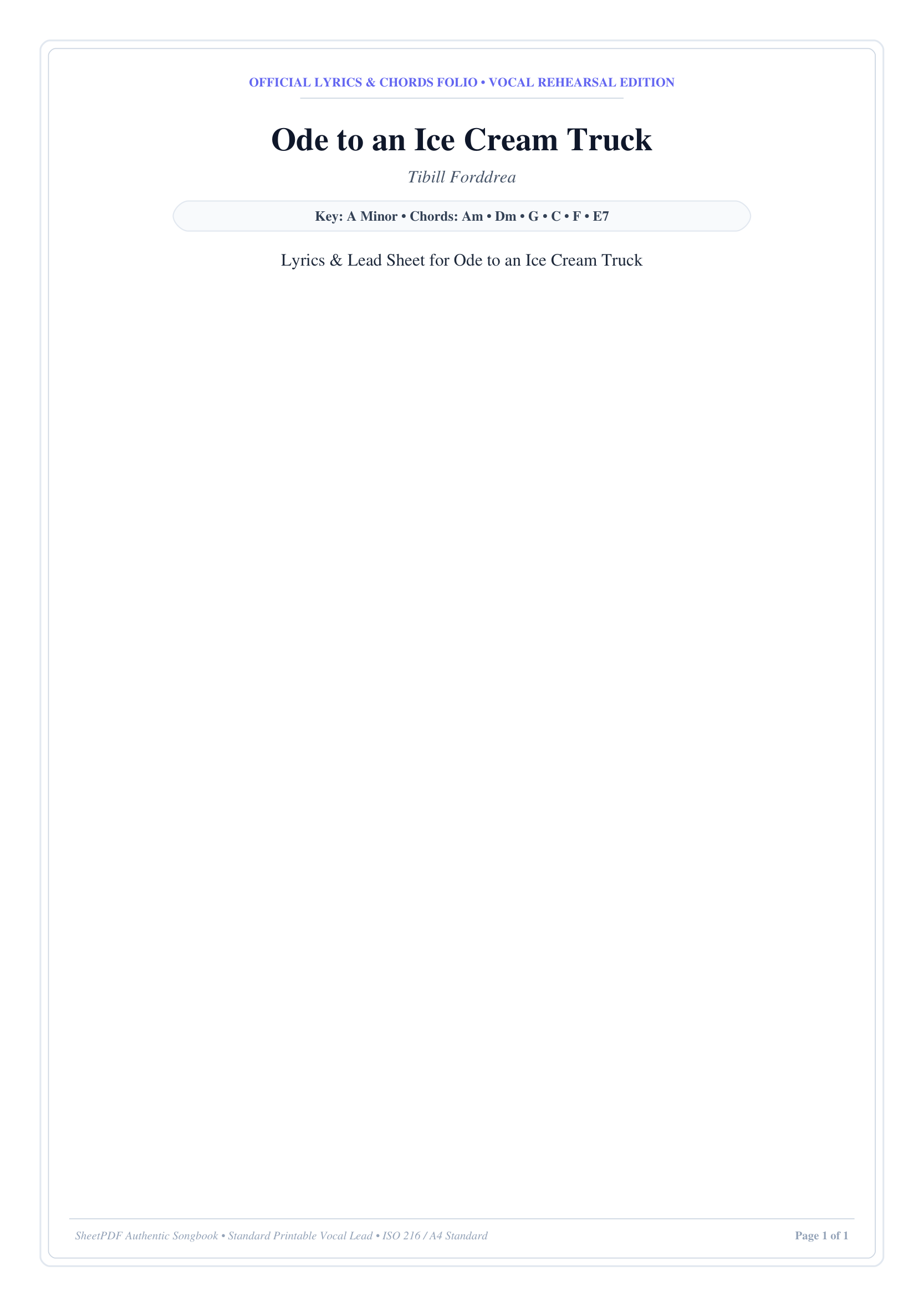 Ode to an Ice Cream Truck Piano Sheet Music Page 1 Free PDF