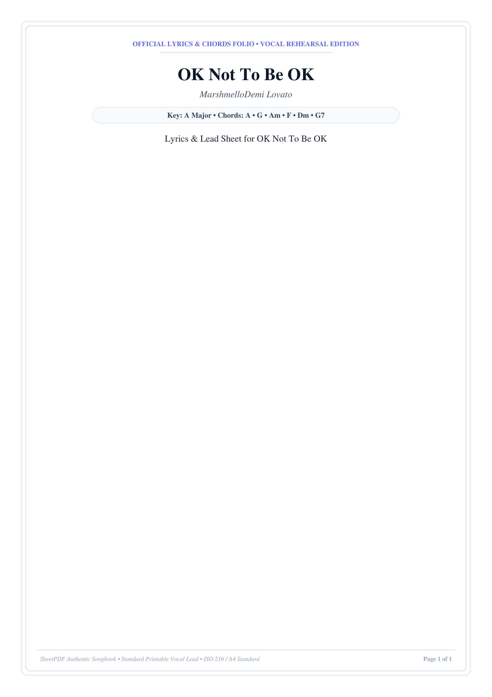 OK Not To Be OK Piano Sheet Music Page 1 Free PDF