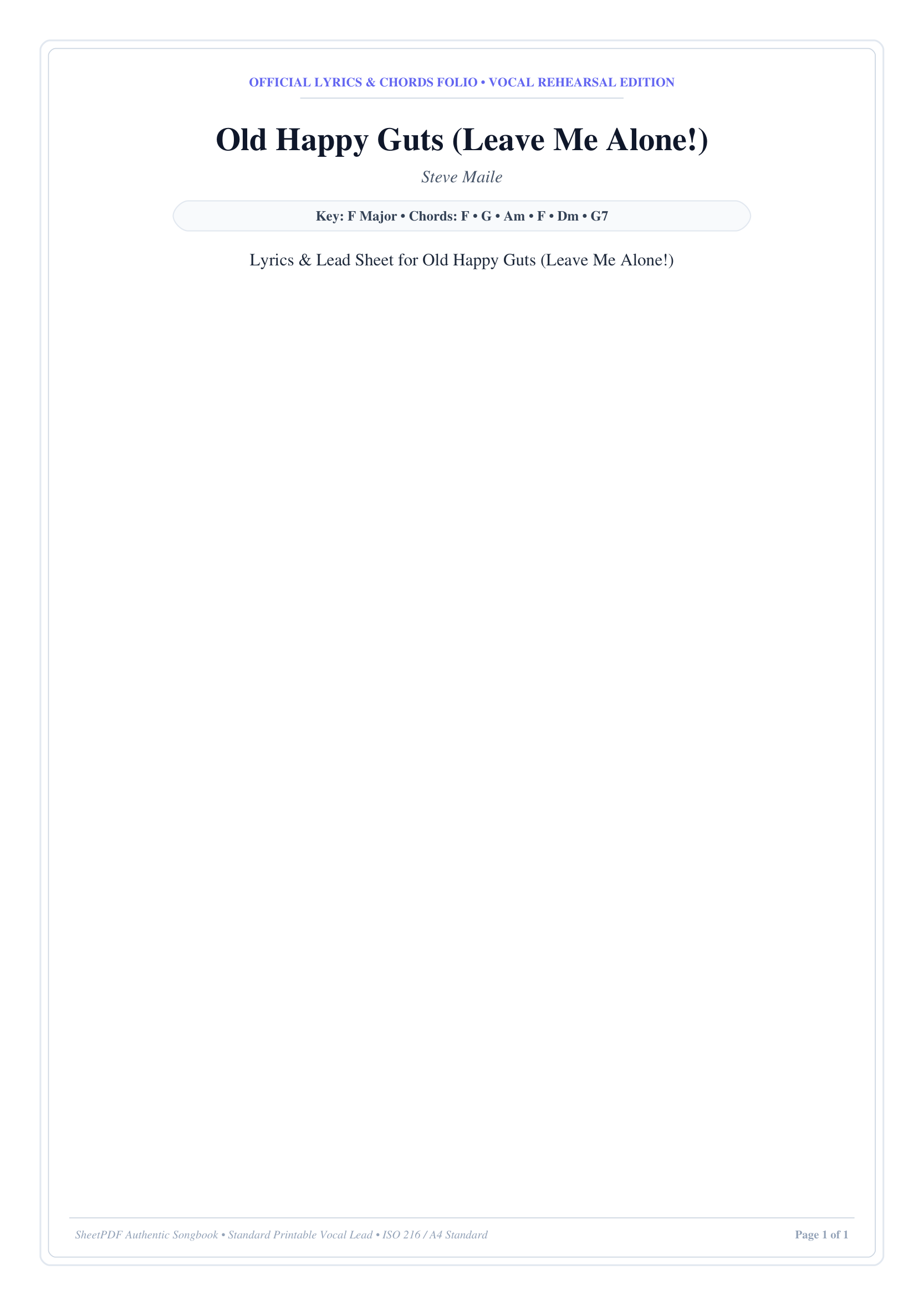 Old Happy Guts (Leave Me Alone!) Piano Sheet Music Page 1 Free PDF