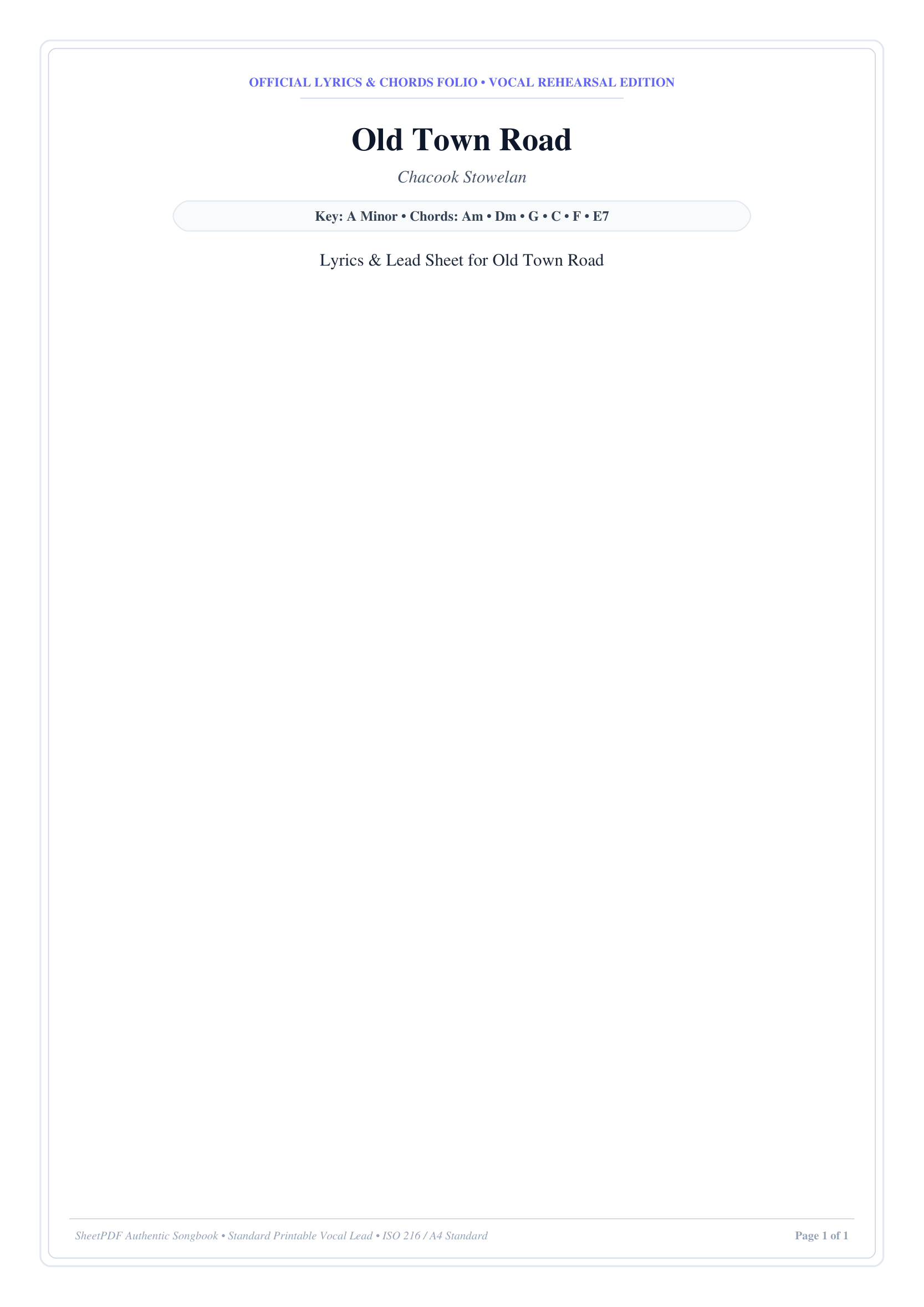 Old Town Road Lyrics & Chords Folio