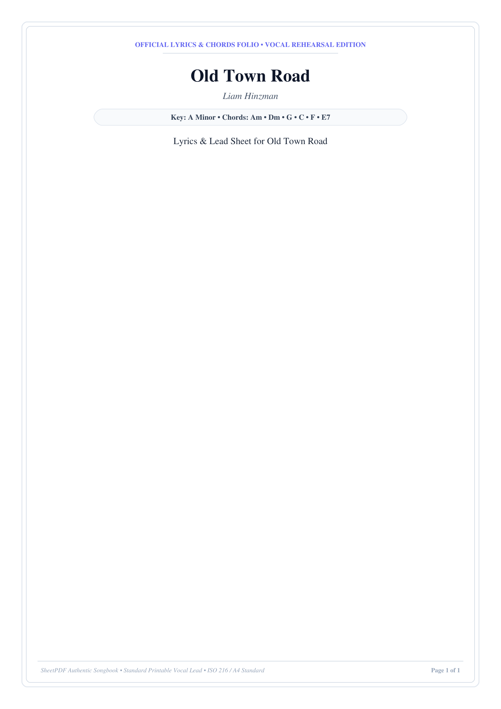Old Town Road Lyrics & Chords Folio