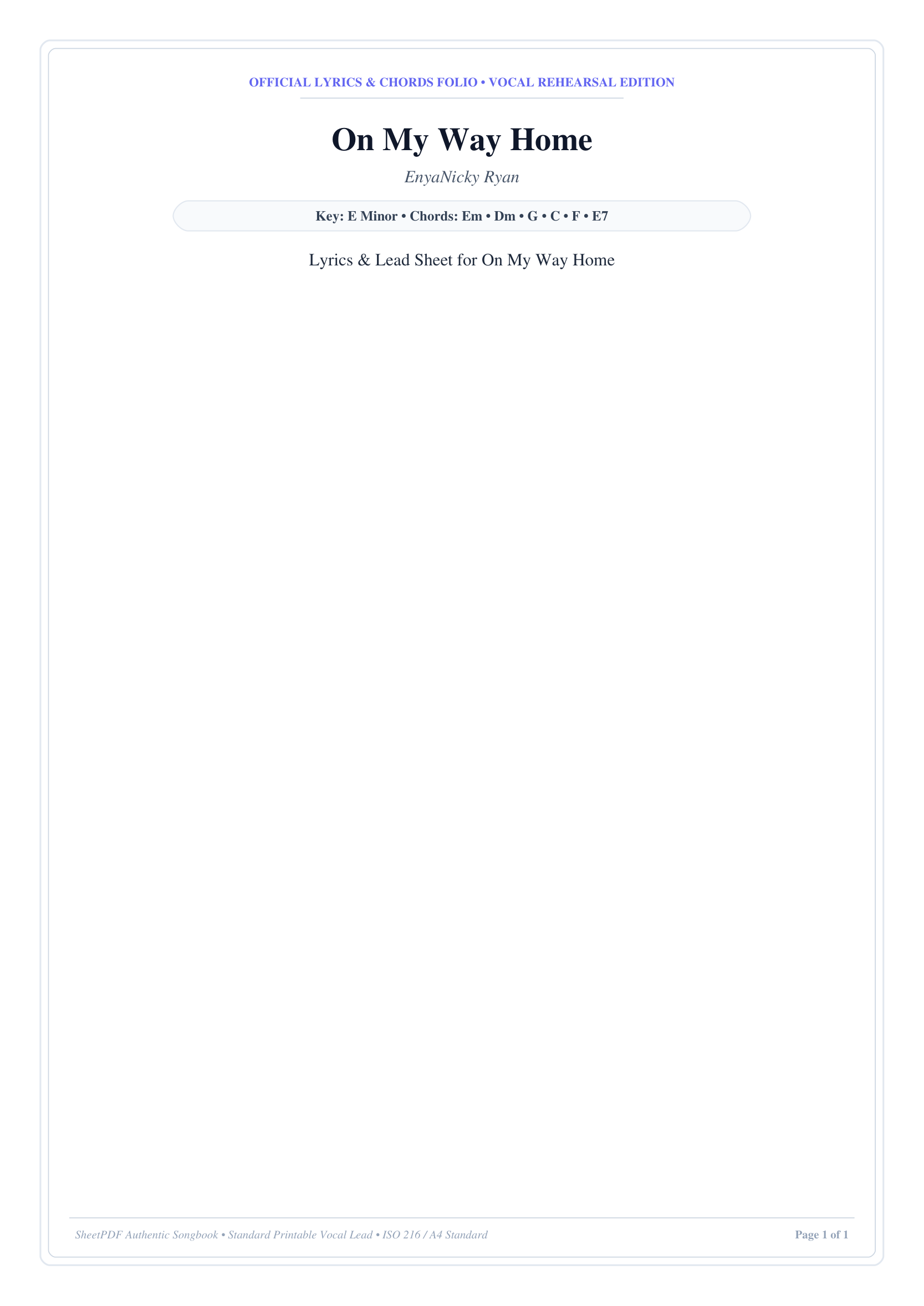 On My Way Home Piano Sheet Music Page 1 Free PDF