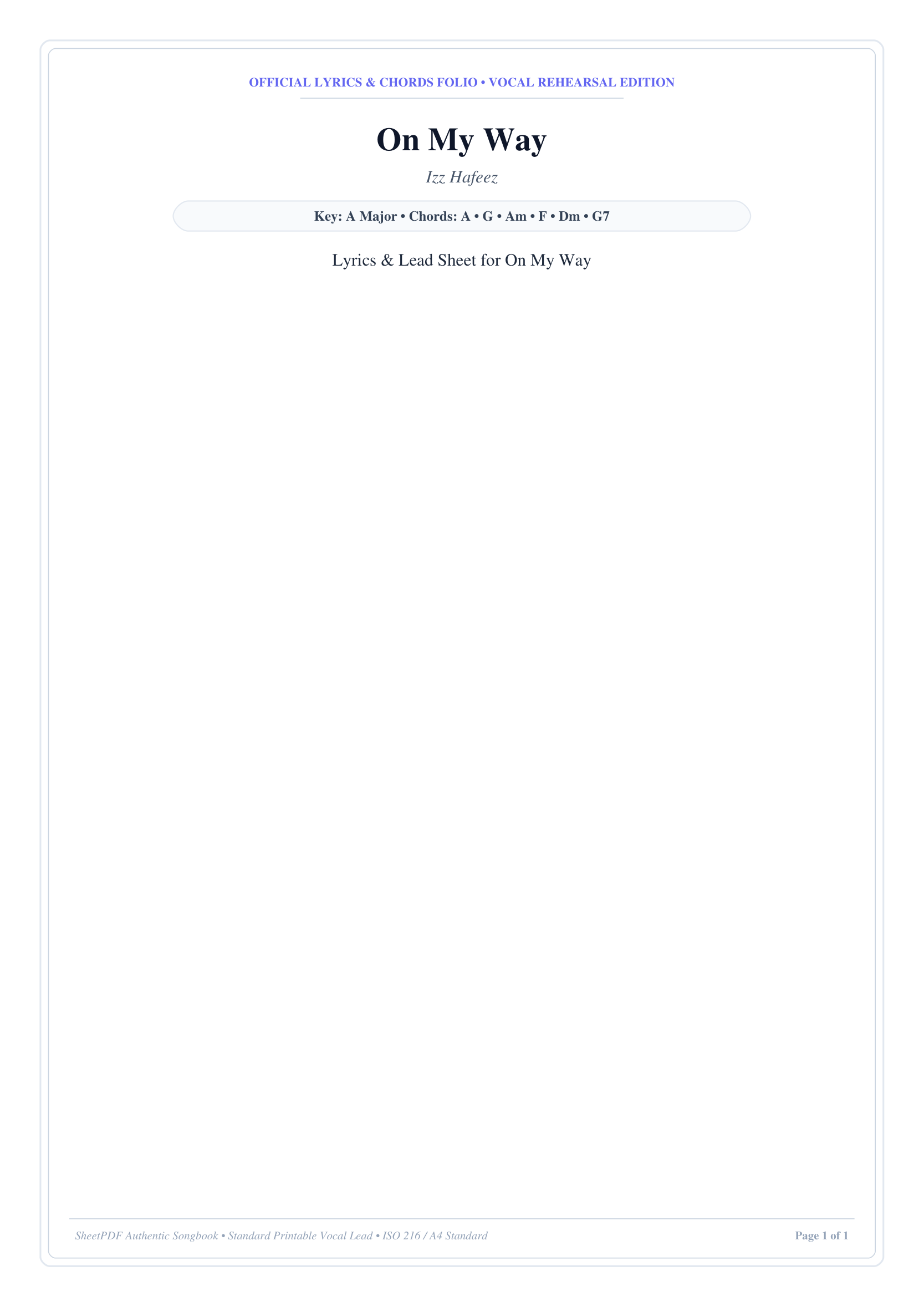 On My Way Piano Sheet Music Page 1 Free PDF