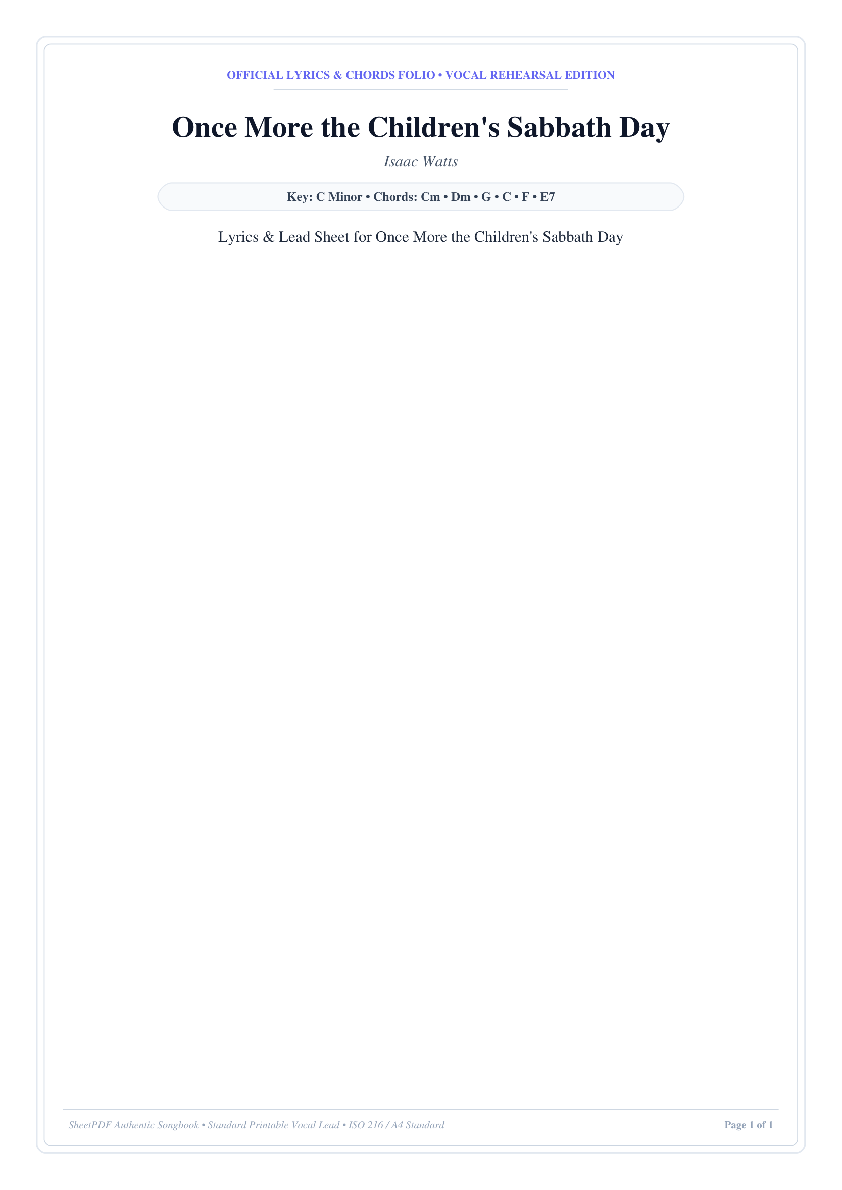 Once More the Children's Sabbath Day Piano Sheet Music Page 1 Free PDF