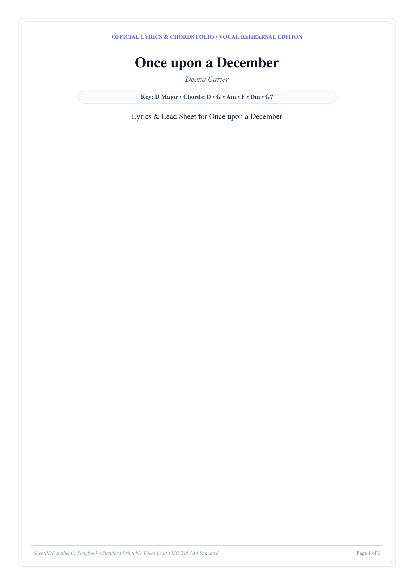 Once upon a December Piano Sheet Music Page 1 Free PDF