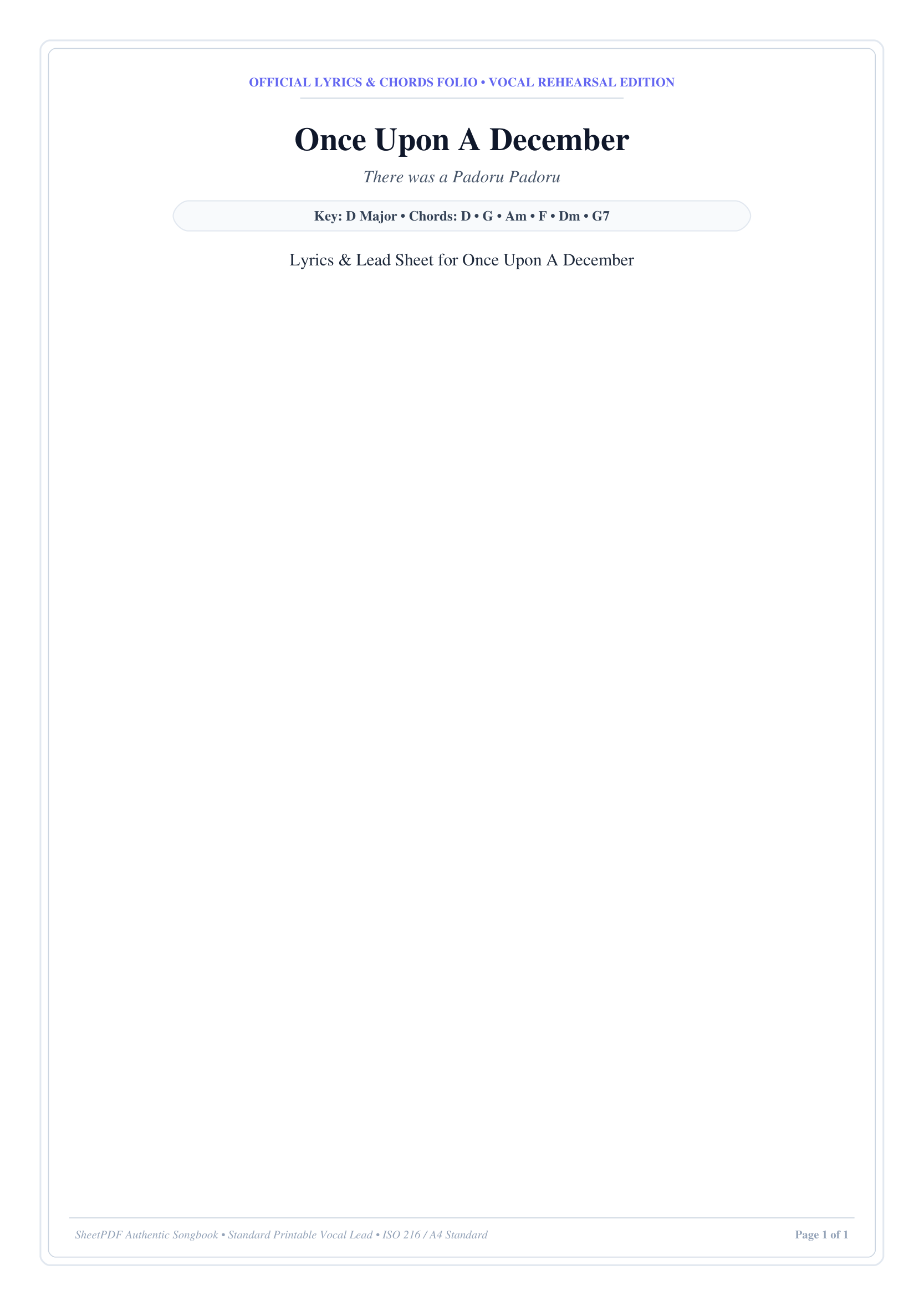 Once Upon A December Piano Sheet Music Page 1 Free PDF