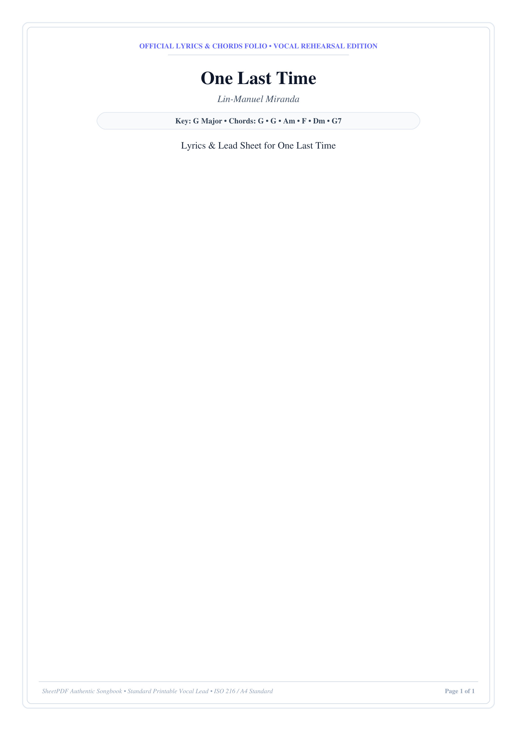 One Last Time Piano Sheet Music Page 1 Free PDF