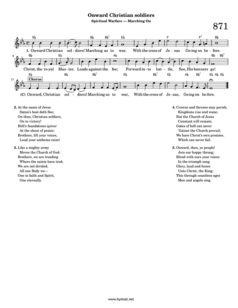 Onward, Christian Soldiers Piano Sheet Music Page 1 Free PDF
