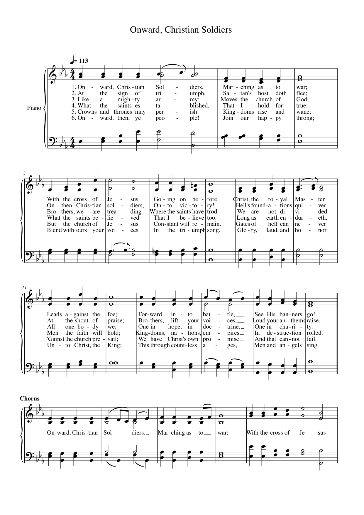 Onward Christian Soldiers Piano Sheet Music Page 1 Free PDF