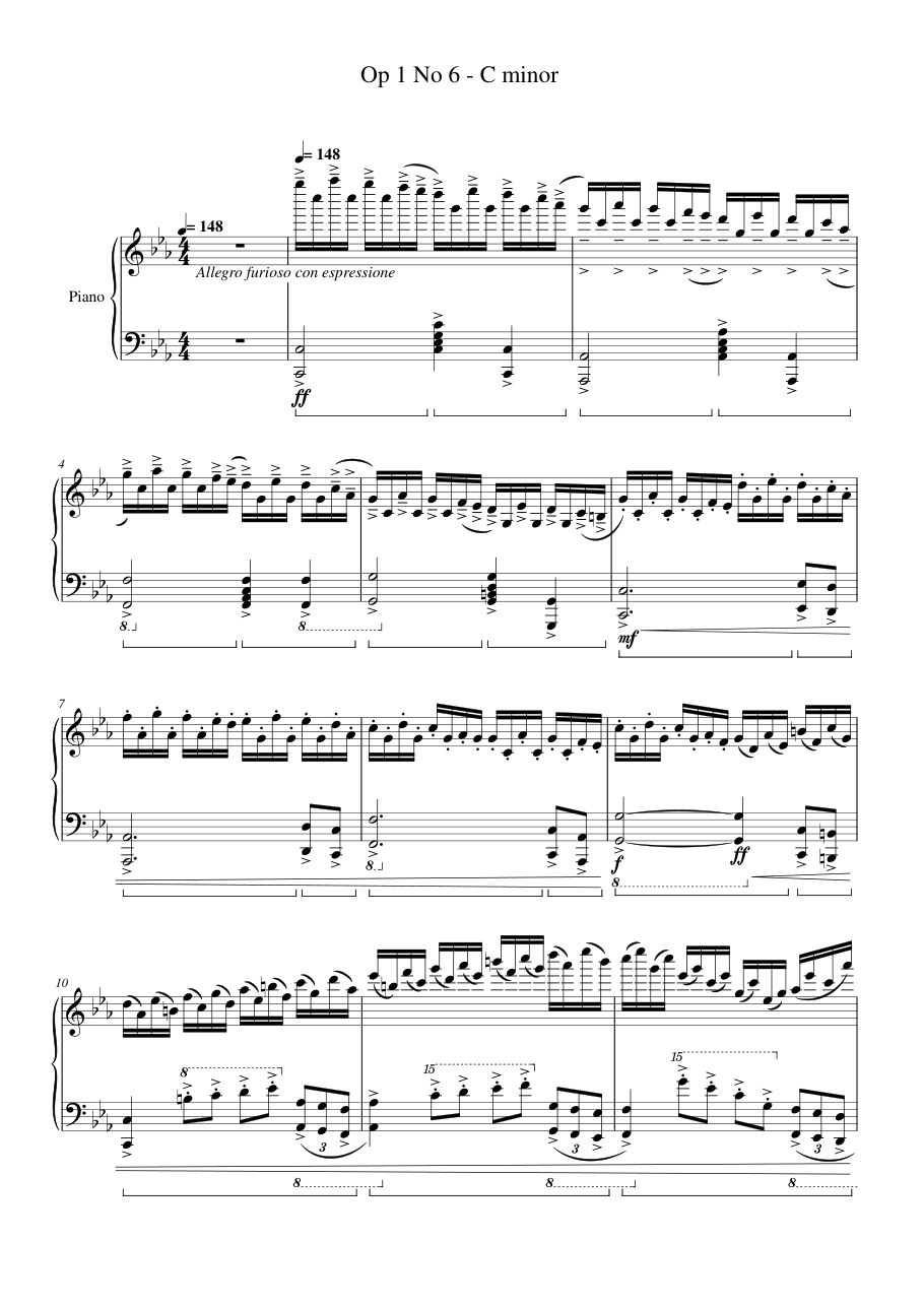 Op 1 No 6 Piano Sheet Music Score Page 1