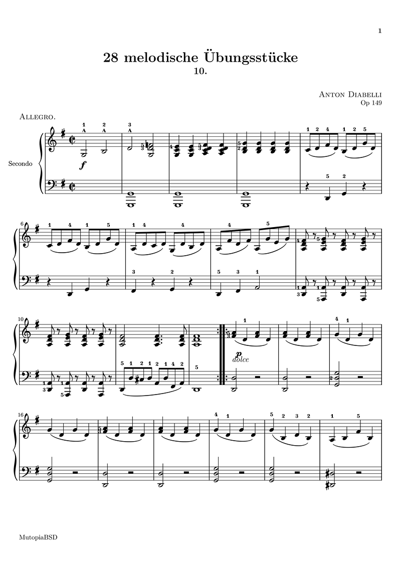 Op149 10 Piano Sheet Music Page 1 Free PDF