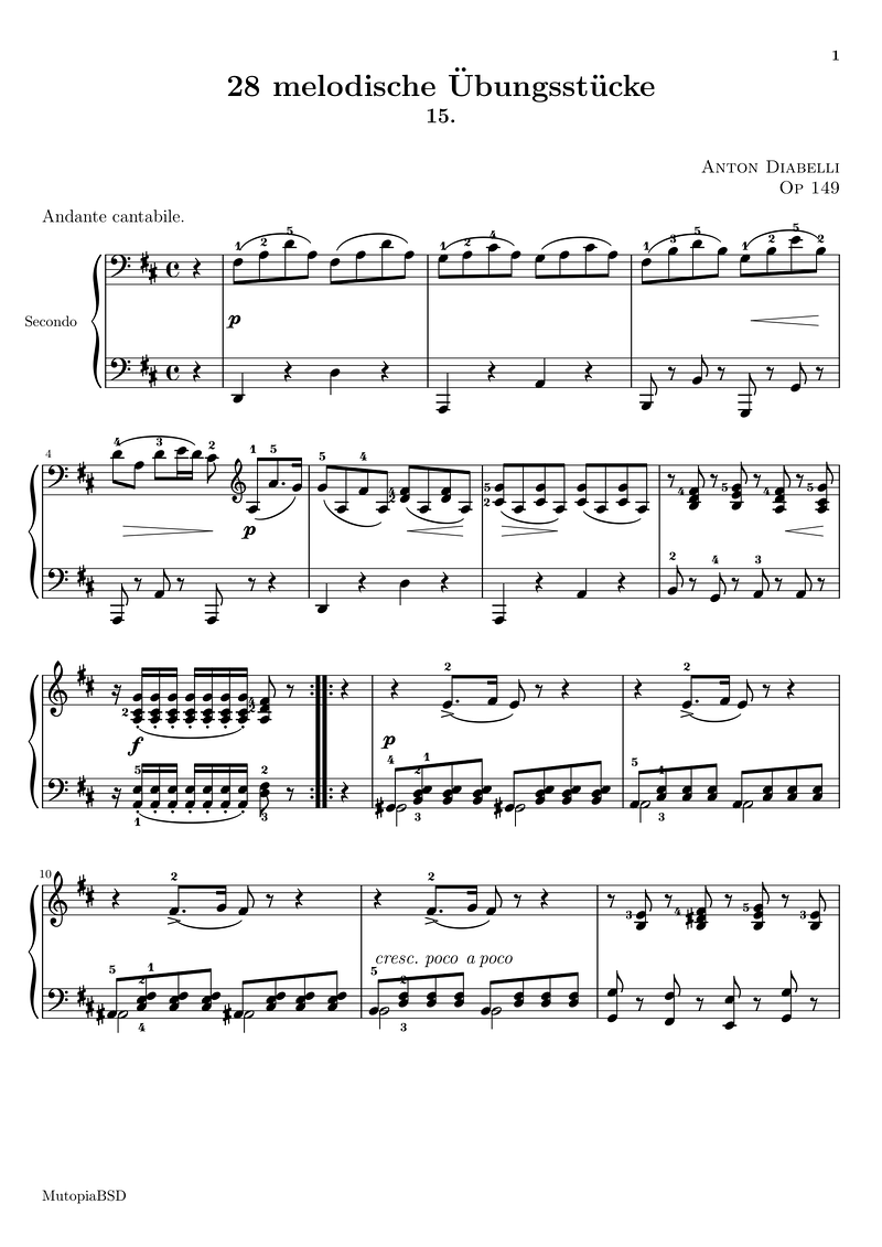 Op149 15 Piano Sheet Music Page 1 Free PDF