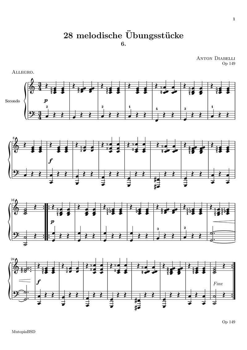 Op149 6 Piano Sheet Music Page 1 Free PDF