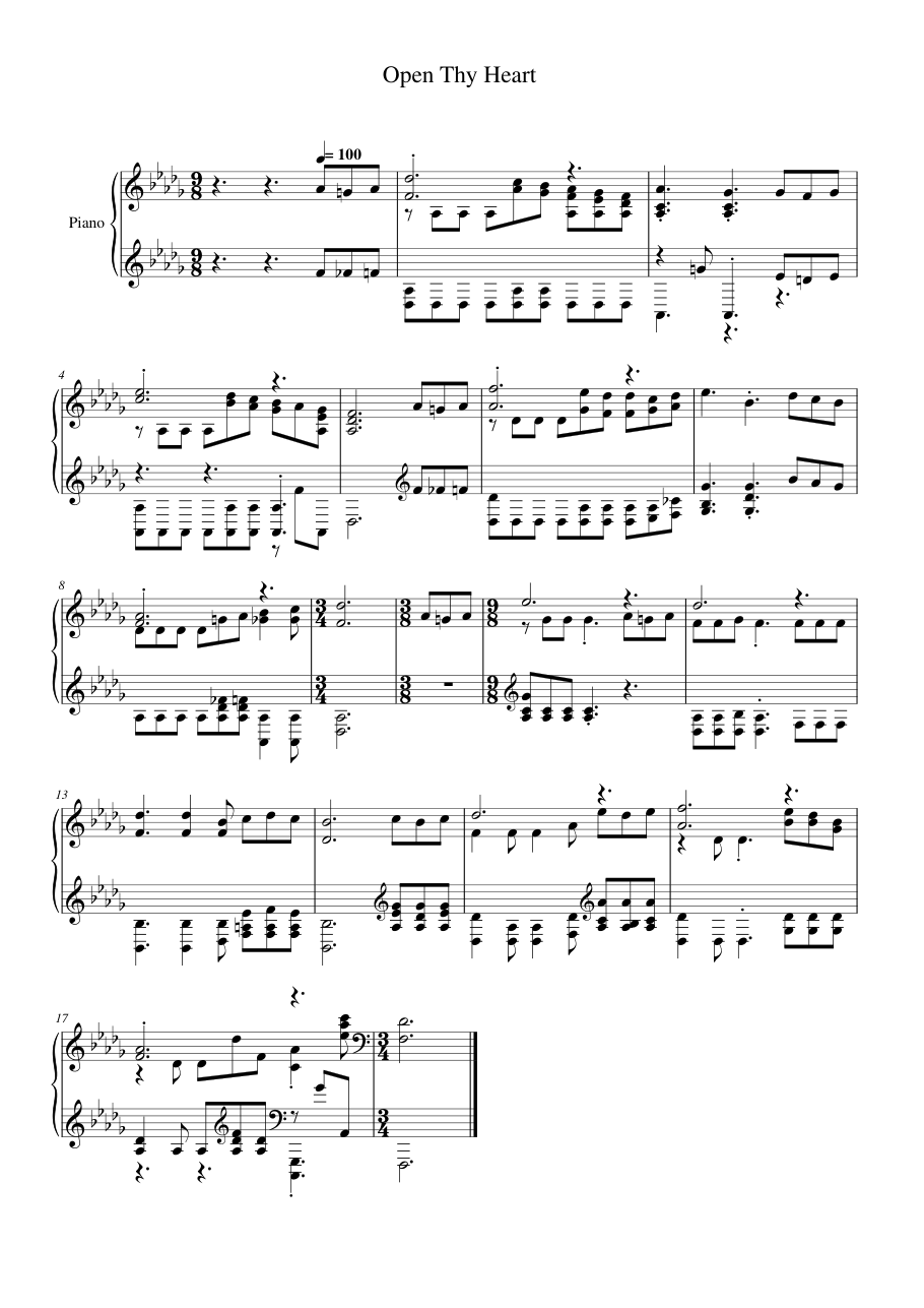 Open Thy Heart Piano Sheet Music Page 1 Free PDF